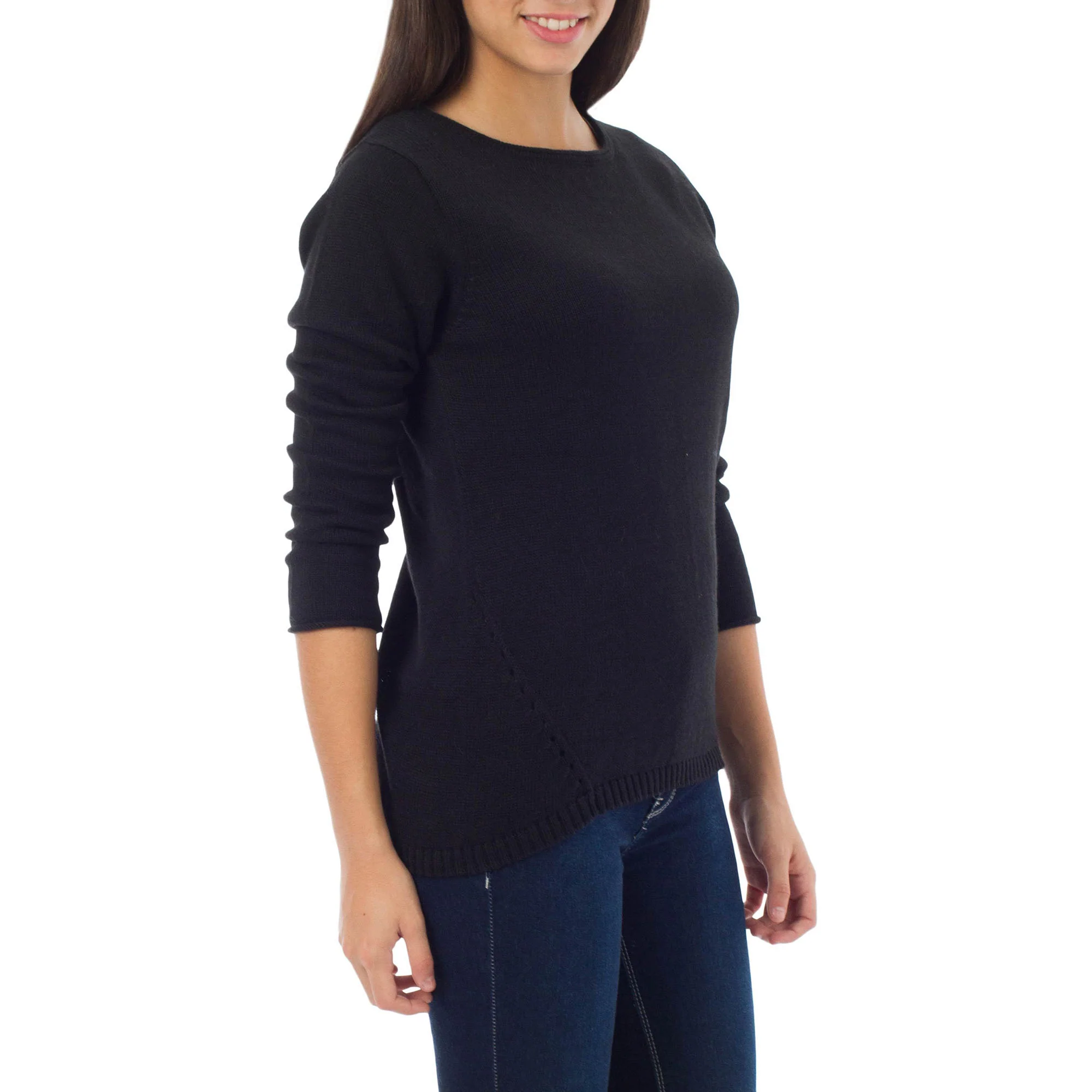 Puno Black Cotton & Alpaca Sweater - Image 3