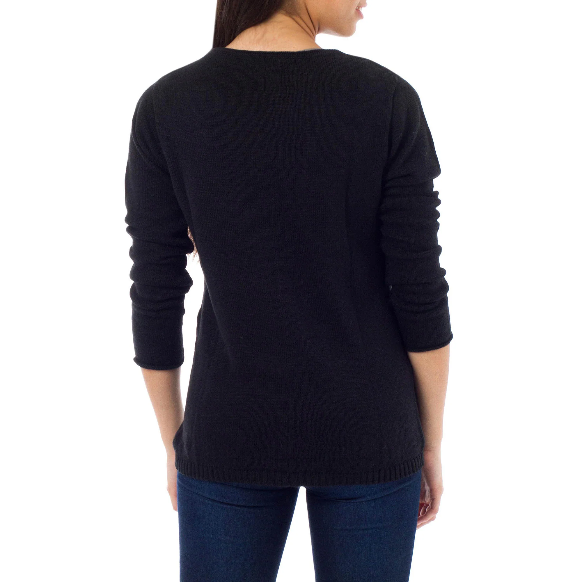 Puno Black Cotton & Alpaca Sweater - Image 4