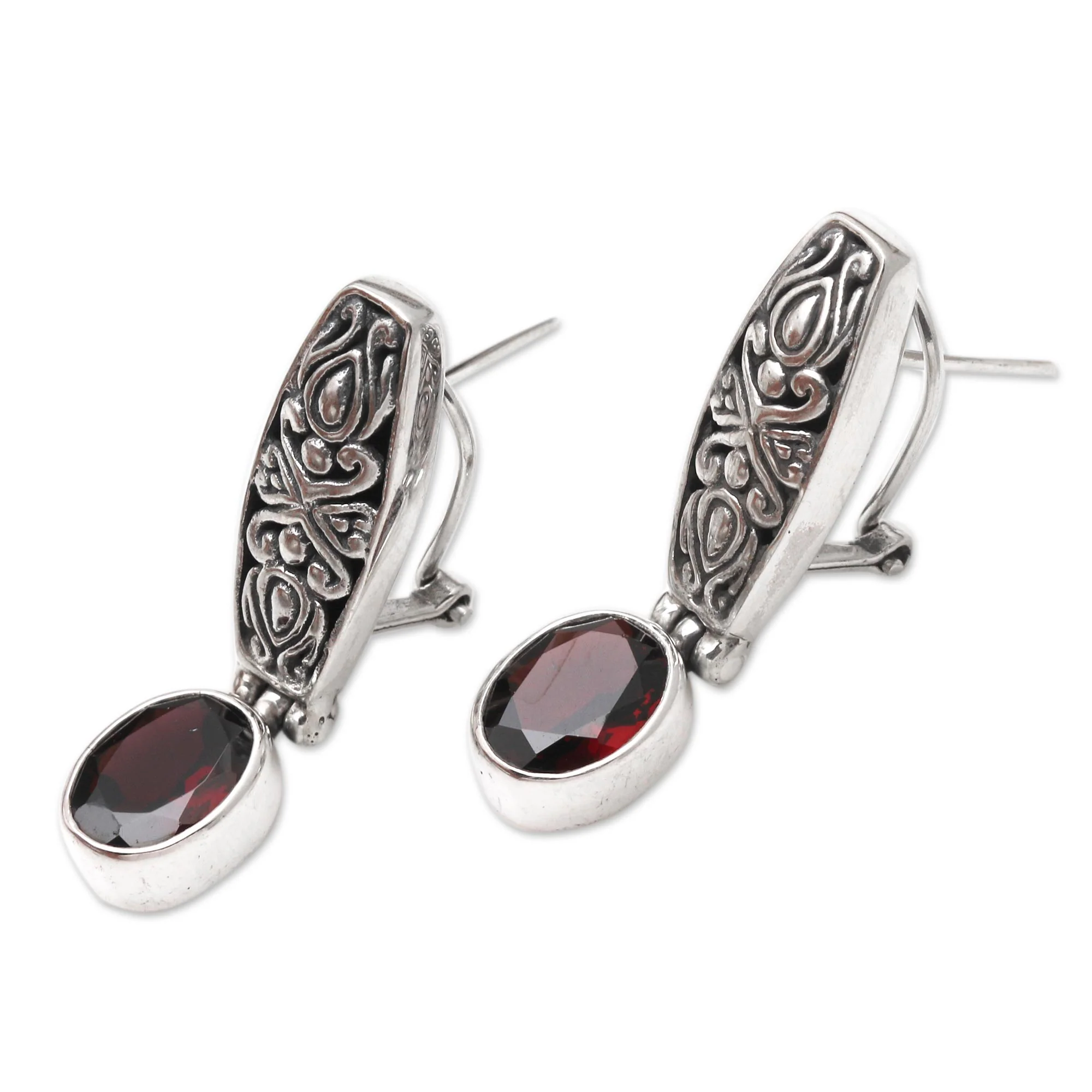Pura Dalem Garnet and Silver Drop Earrings - Image 5
