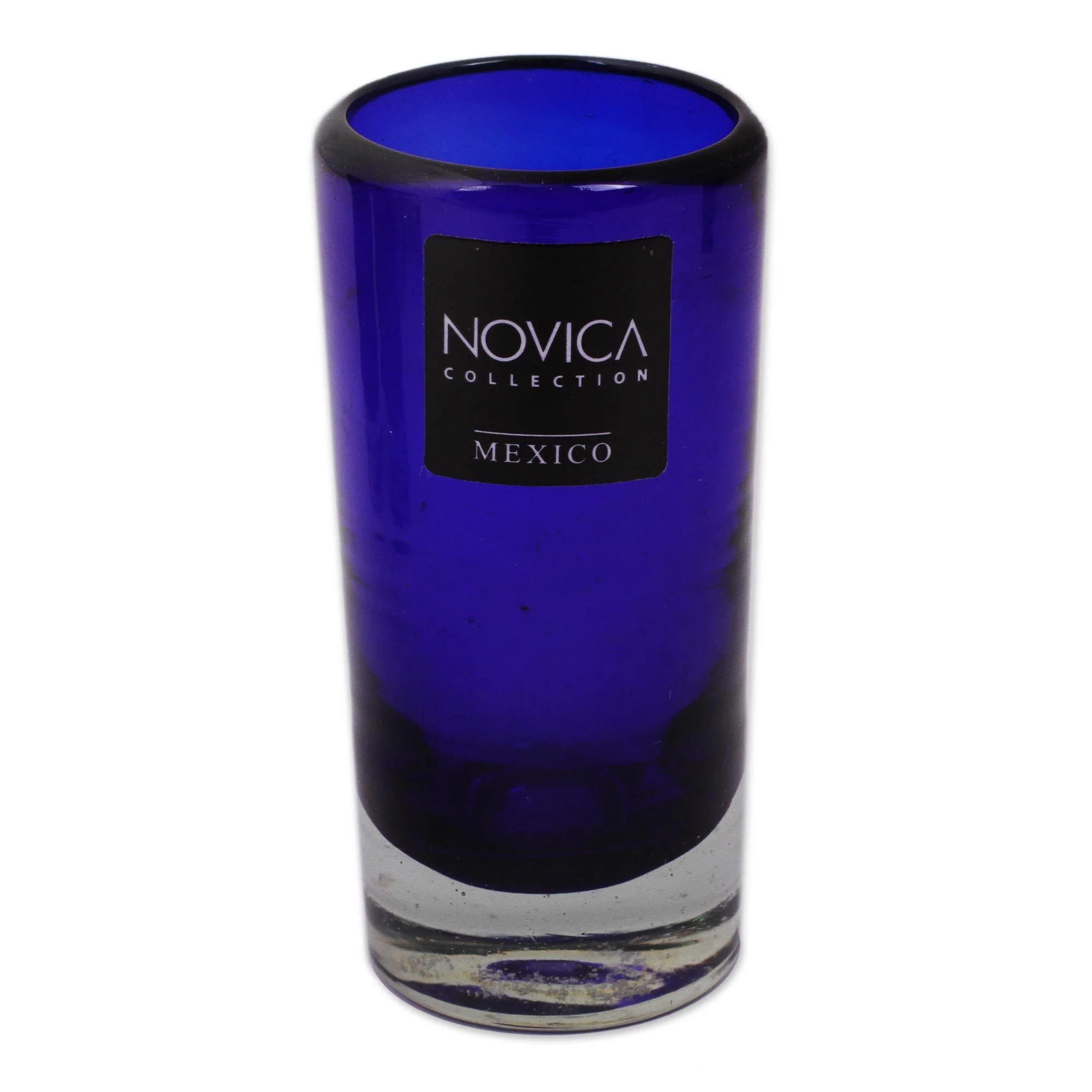 Pure Cobalt Hand-Blown Recycled Glass Shot Glass Set - Image 3