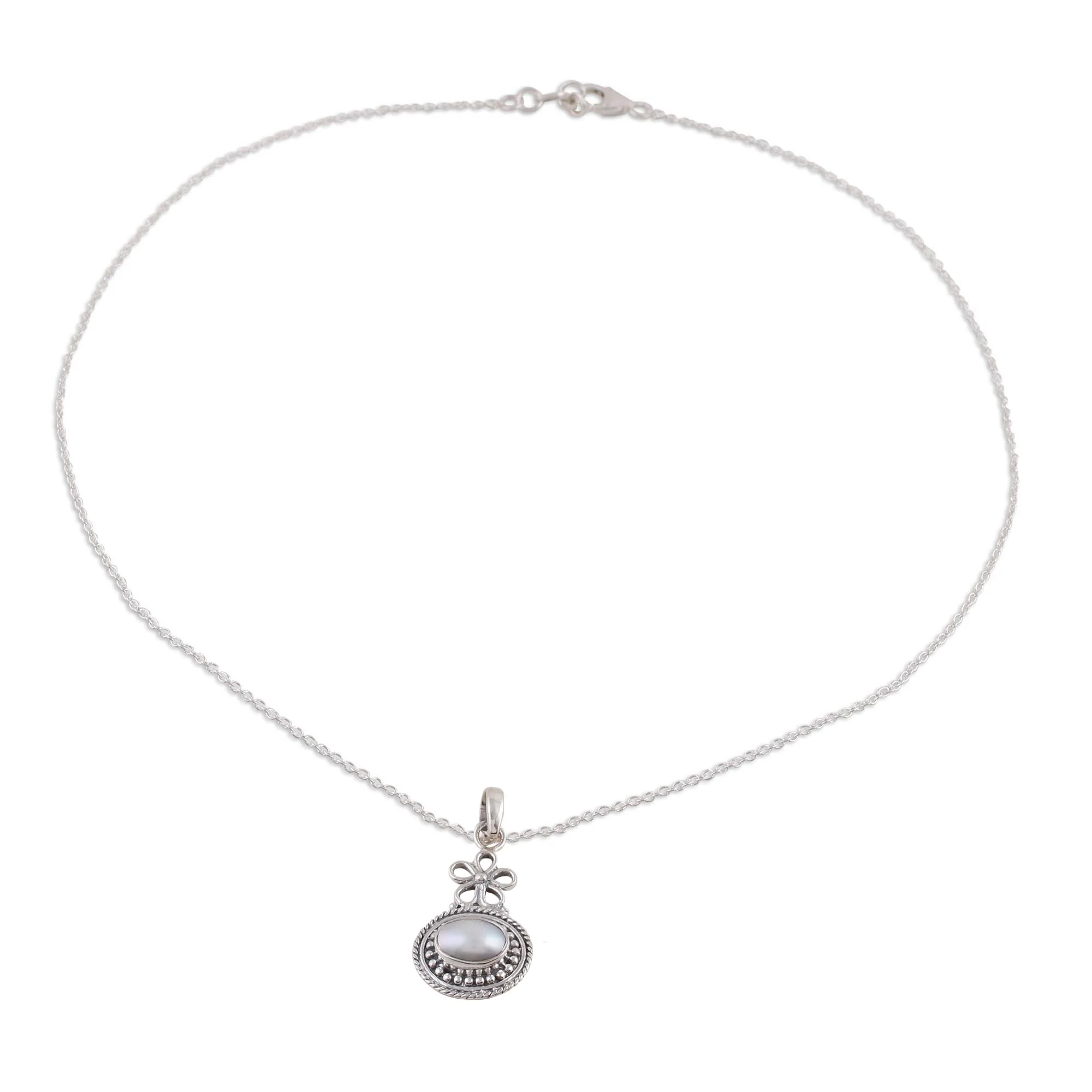 Pure Grace Cultured Pearl and Sterling Silver Pendant Necklace - Image 3