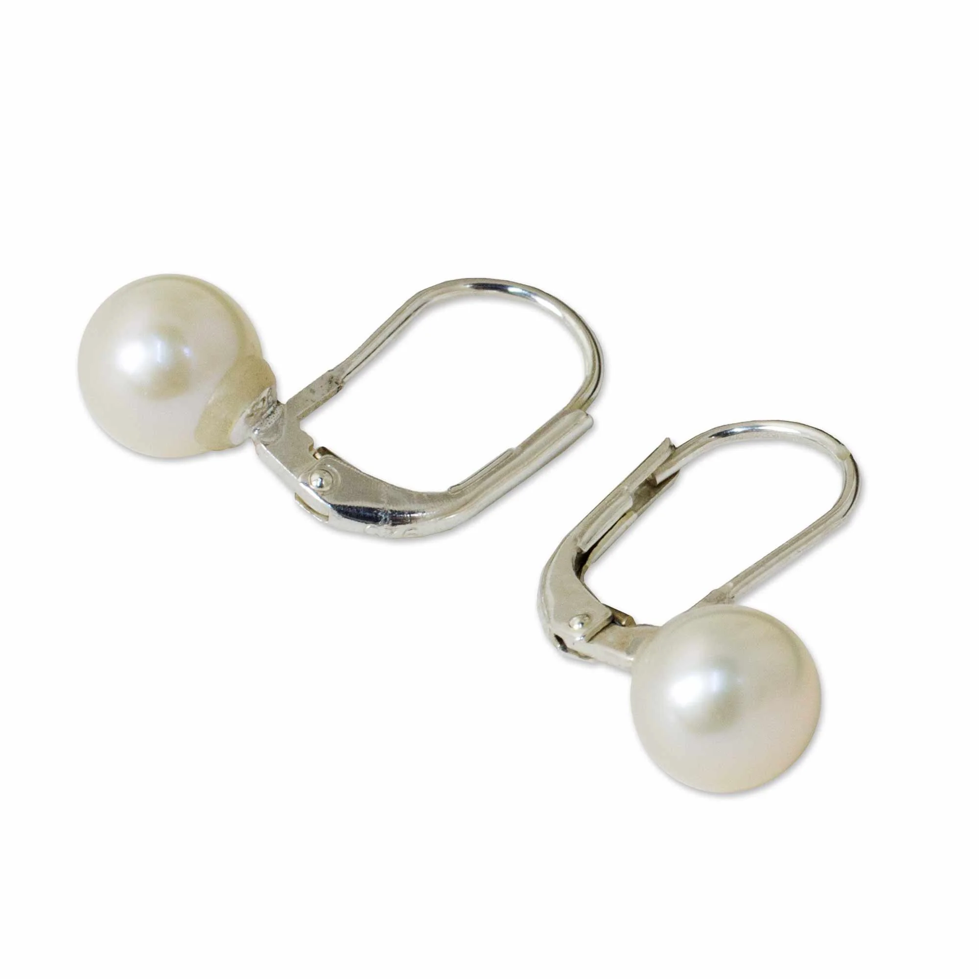 Pure Lily Pearl & Silver Drop Earrings - Image 4