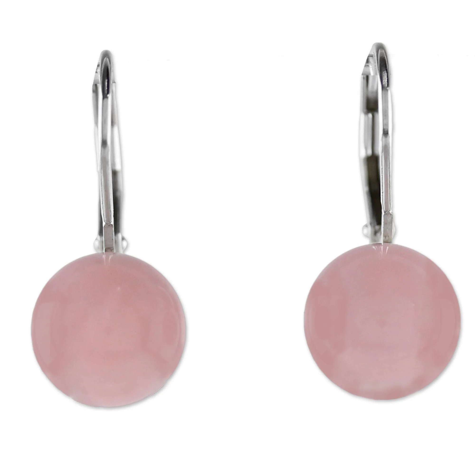 Pure Rose Quartz & Silver Drop Earrings - Image 2
