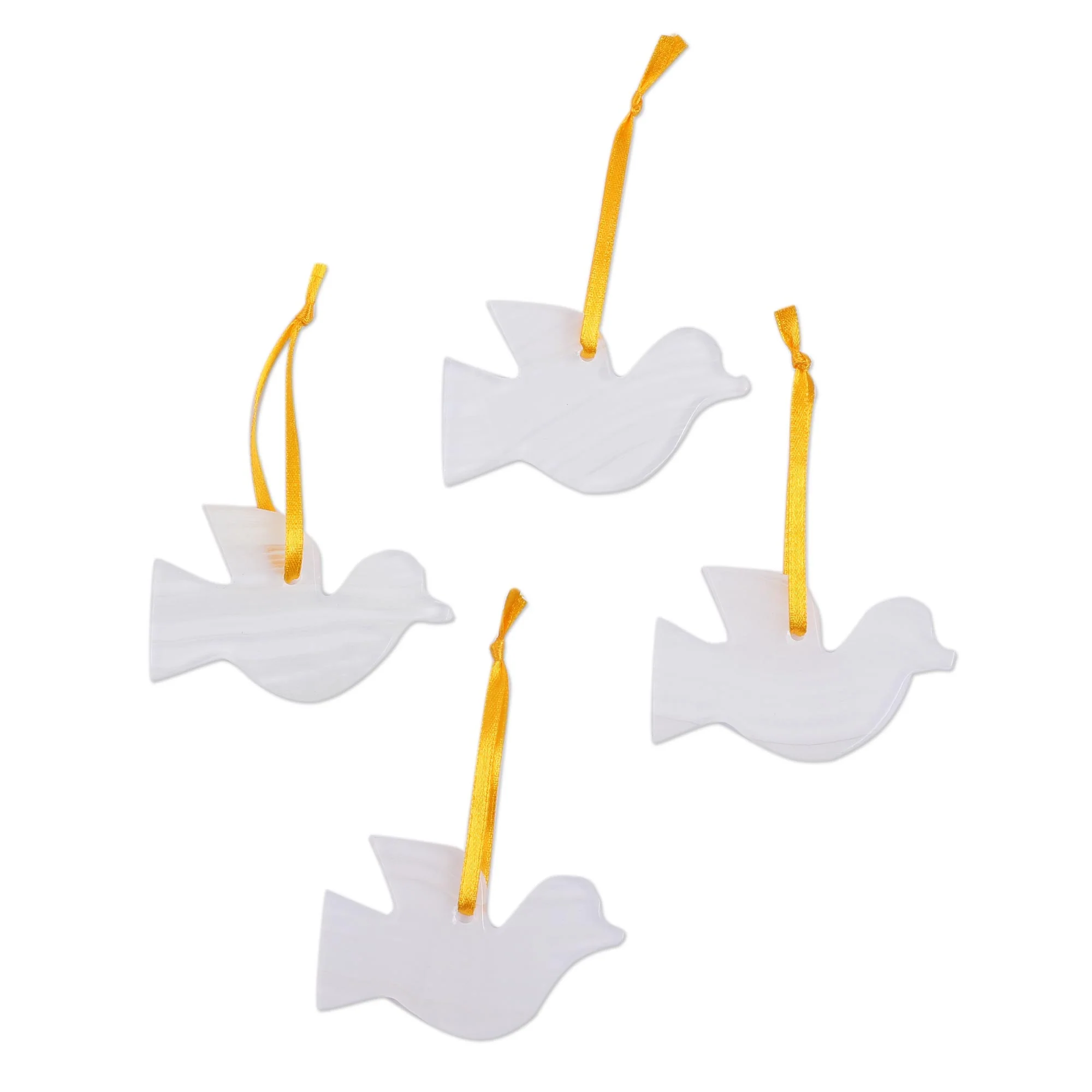 Purity of the Dove Set of 4 Natural Onyx Dove Ornaments Handcrafted in Mexico - Image 2