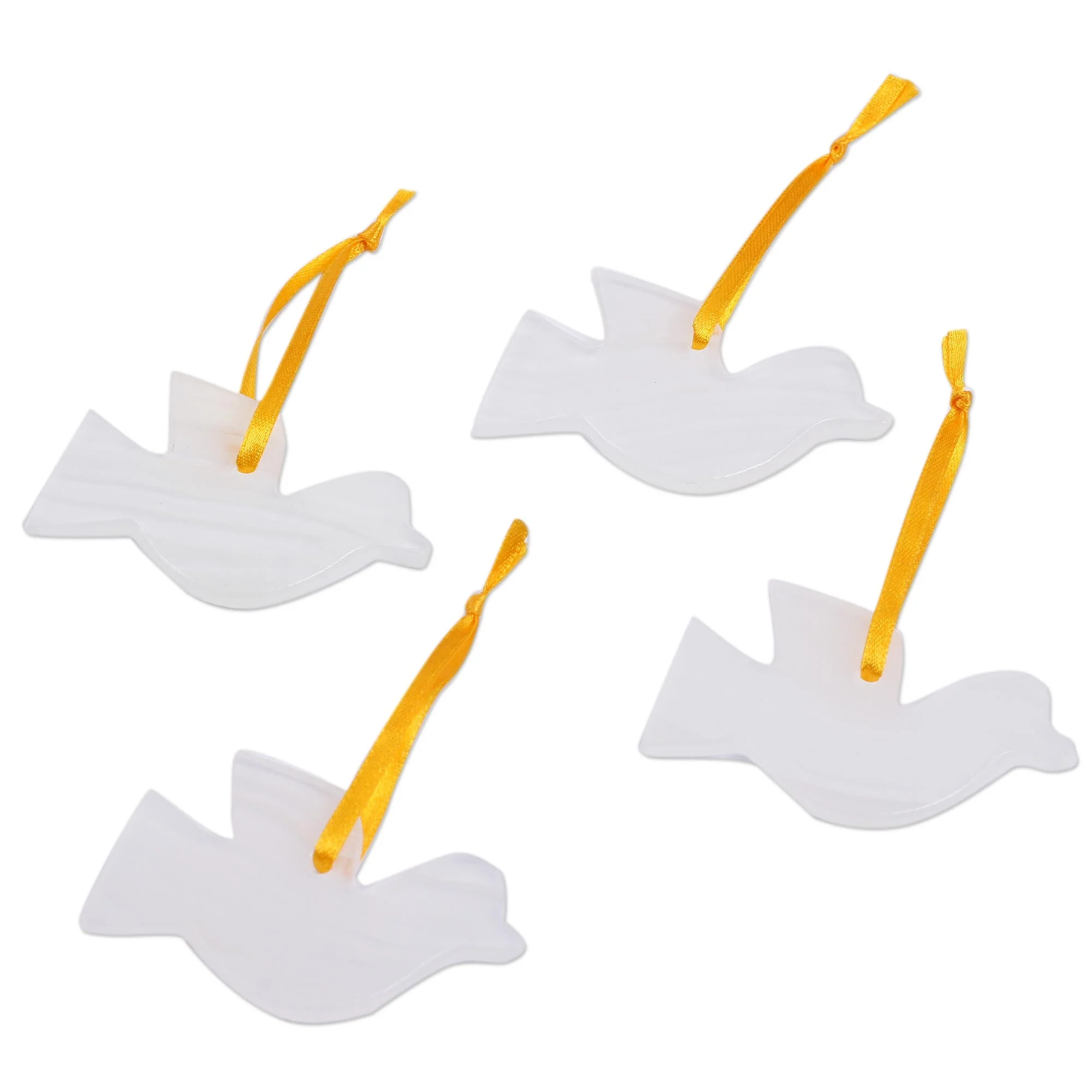 Purity of the Dove Set of 4 Natural Onyx Dove Ornaments Handcrafted in Mexico - Image 4