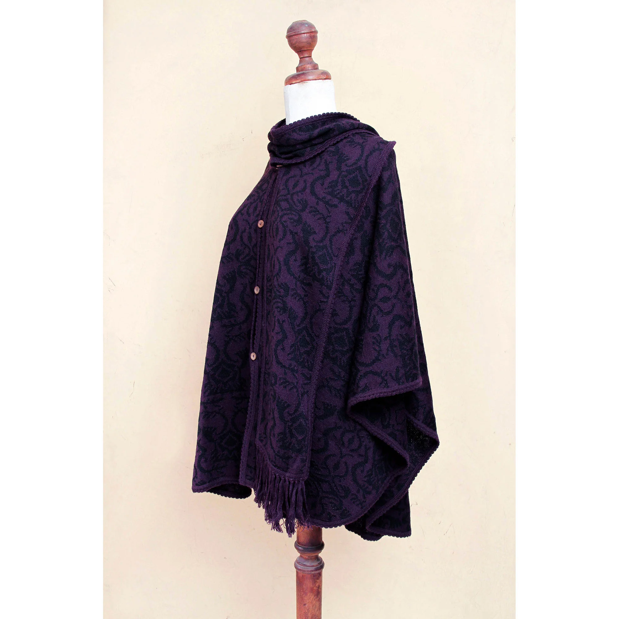 Purple Alpaca Blend Ruana Cloak - Image 3