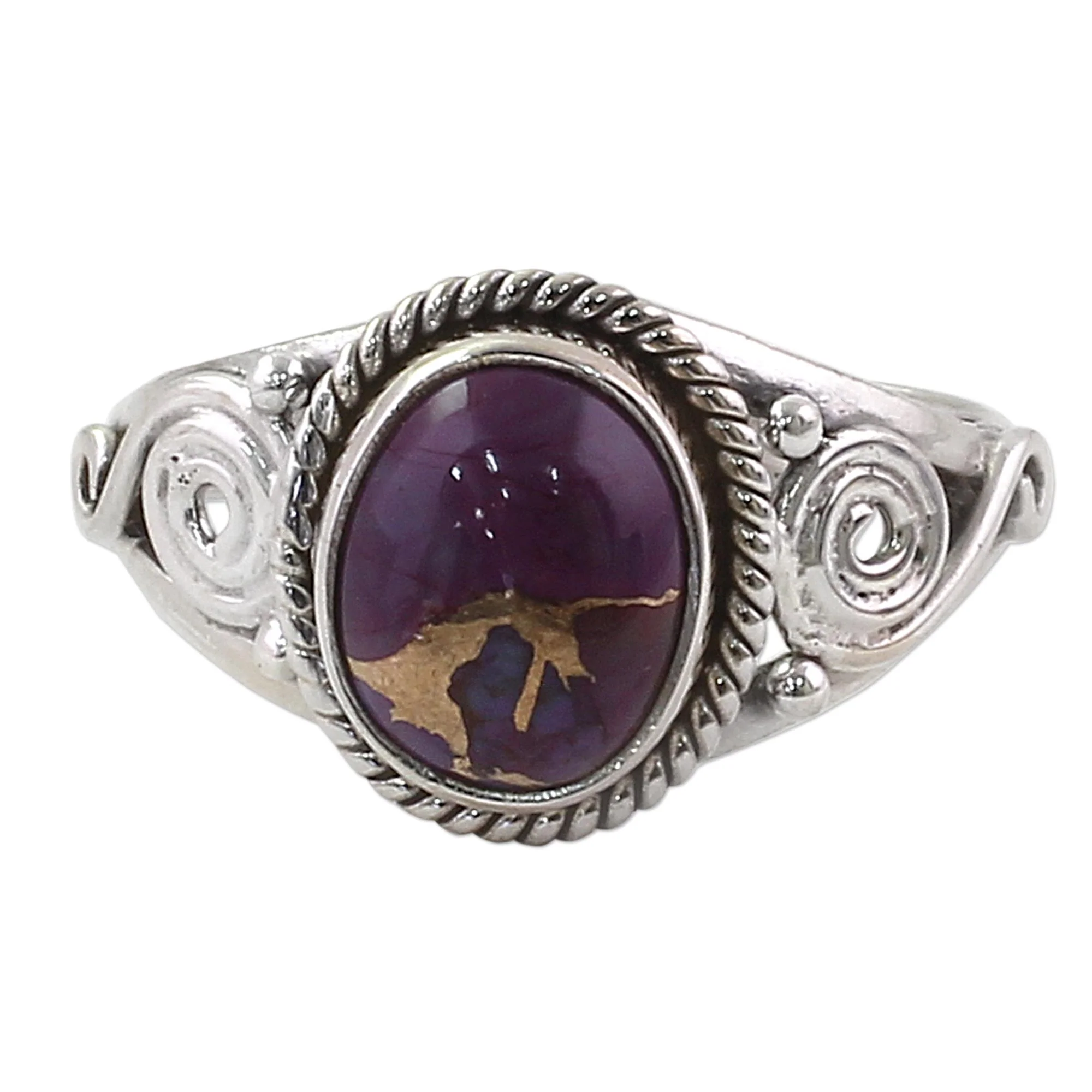 Purple Attunement Silver Purple Composite Turquoise Cocktail Ring India - Image 2