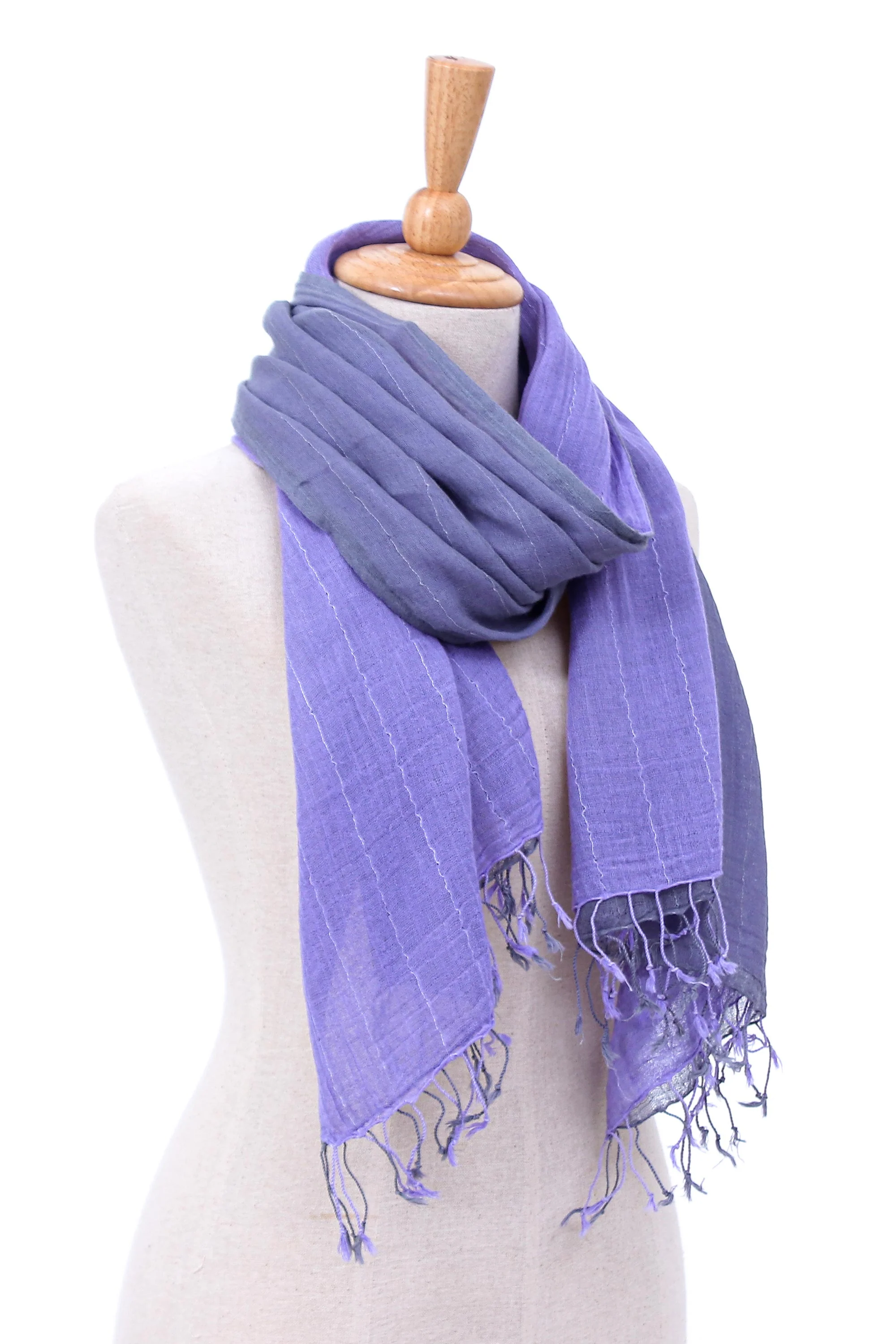 Purple Duo Thai Purple Cotton Scarf - Image 3