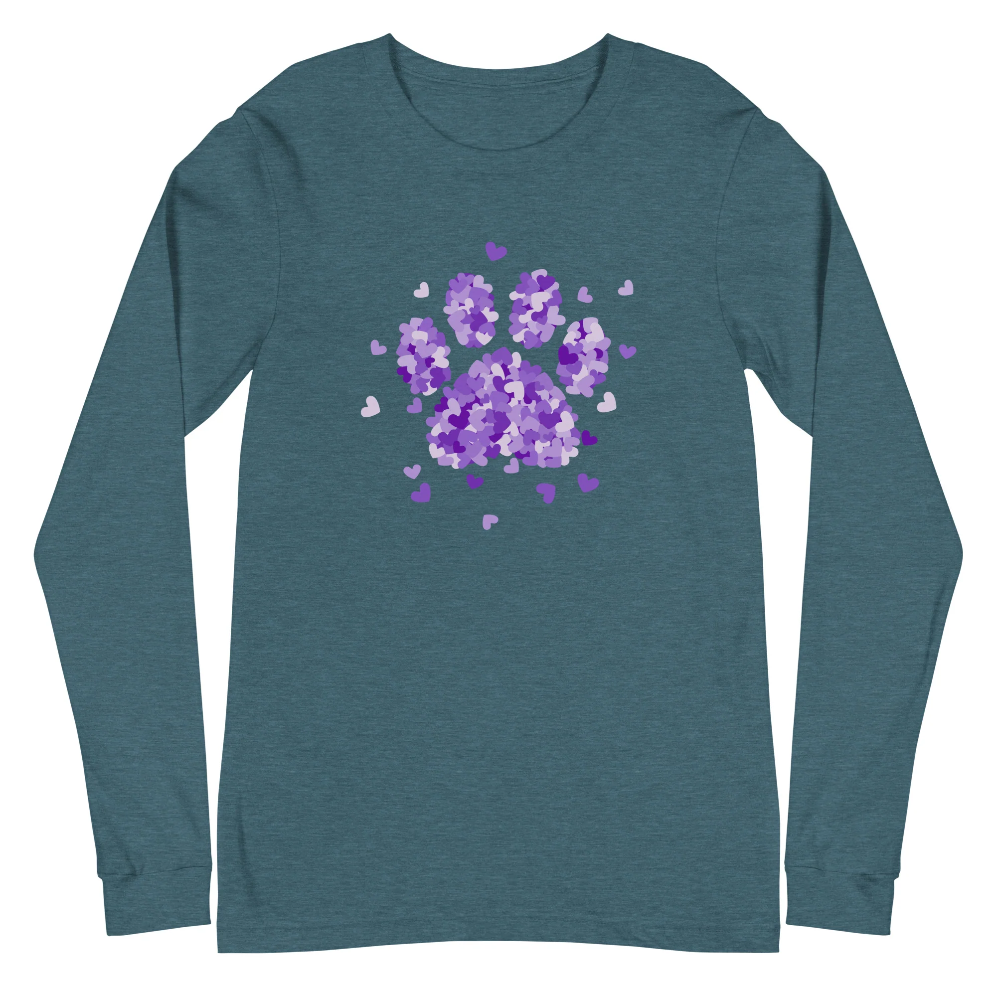Purple Paw Print of Hearts Long Sleeve Tee - Image 7