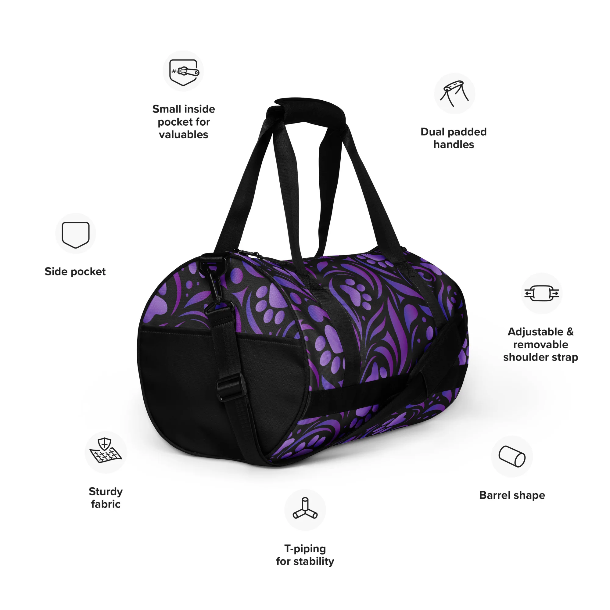 Purple Paw Symphony Duffel Bag - Image 3