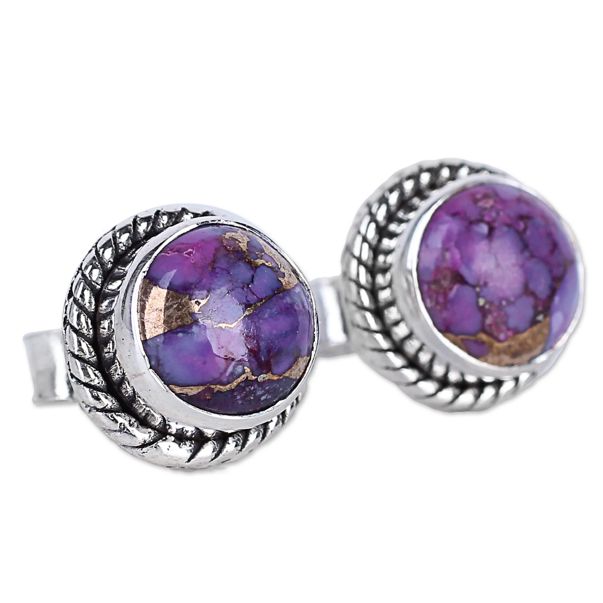 Purple Radiance Turquoise & Silver Earrings - Image 3