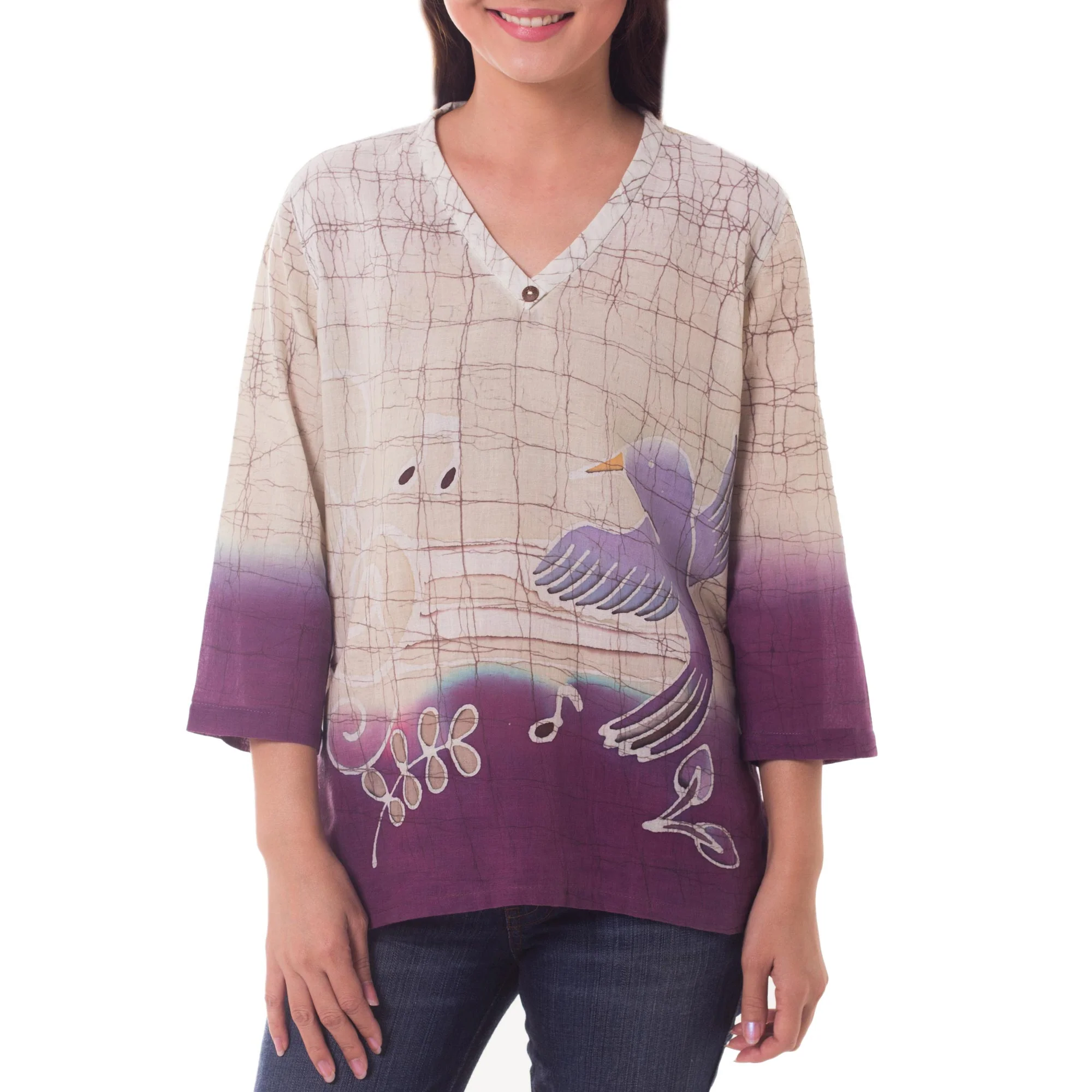 Purple Songbird Batik Tunic - Image 2