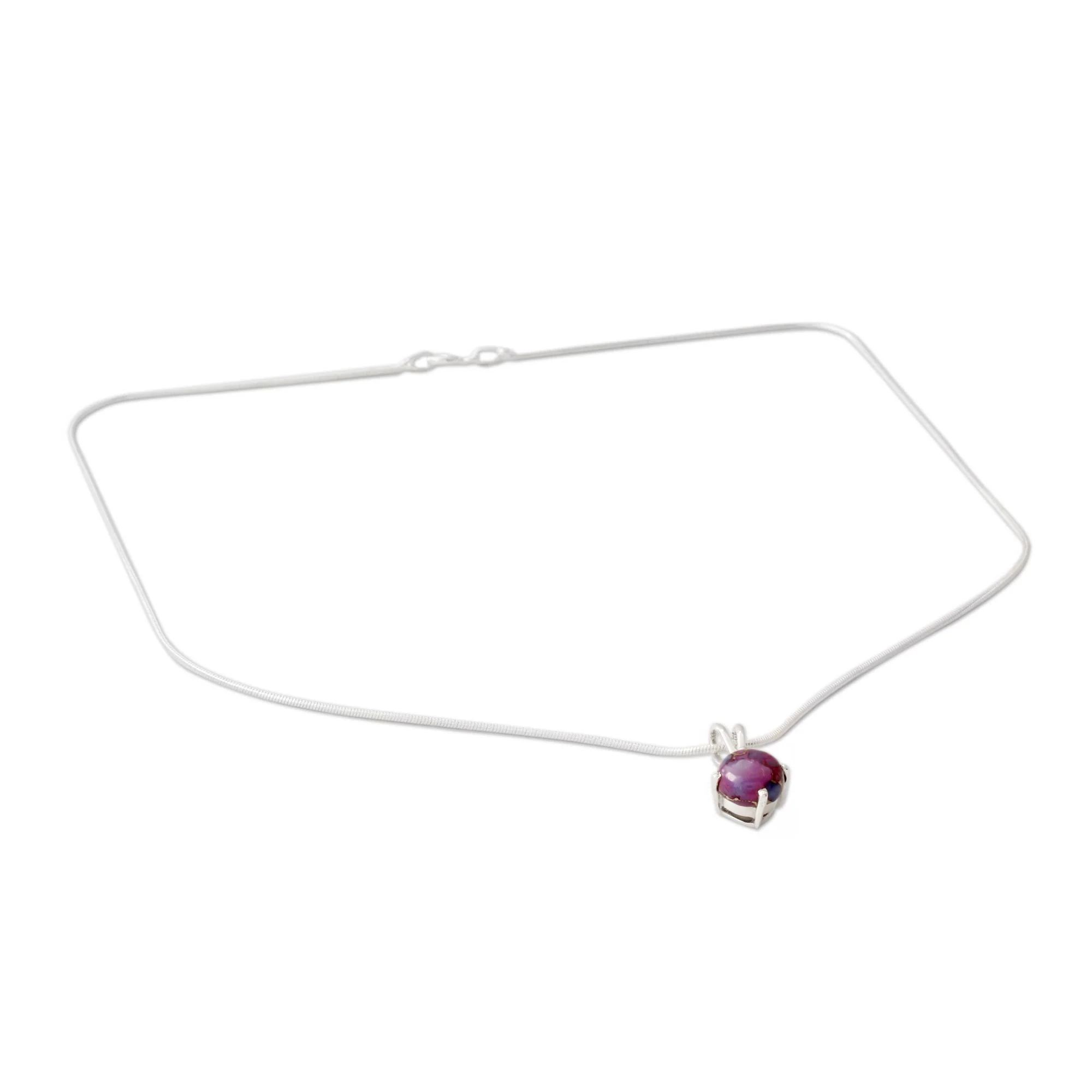 Purple Storm Purple Composite Turquoise Pendant Necklace in 925 Silver - Image 2