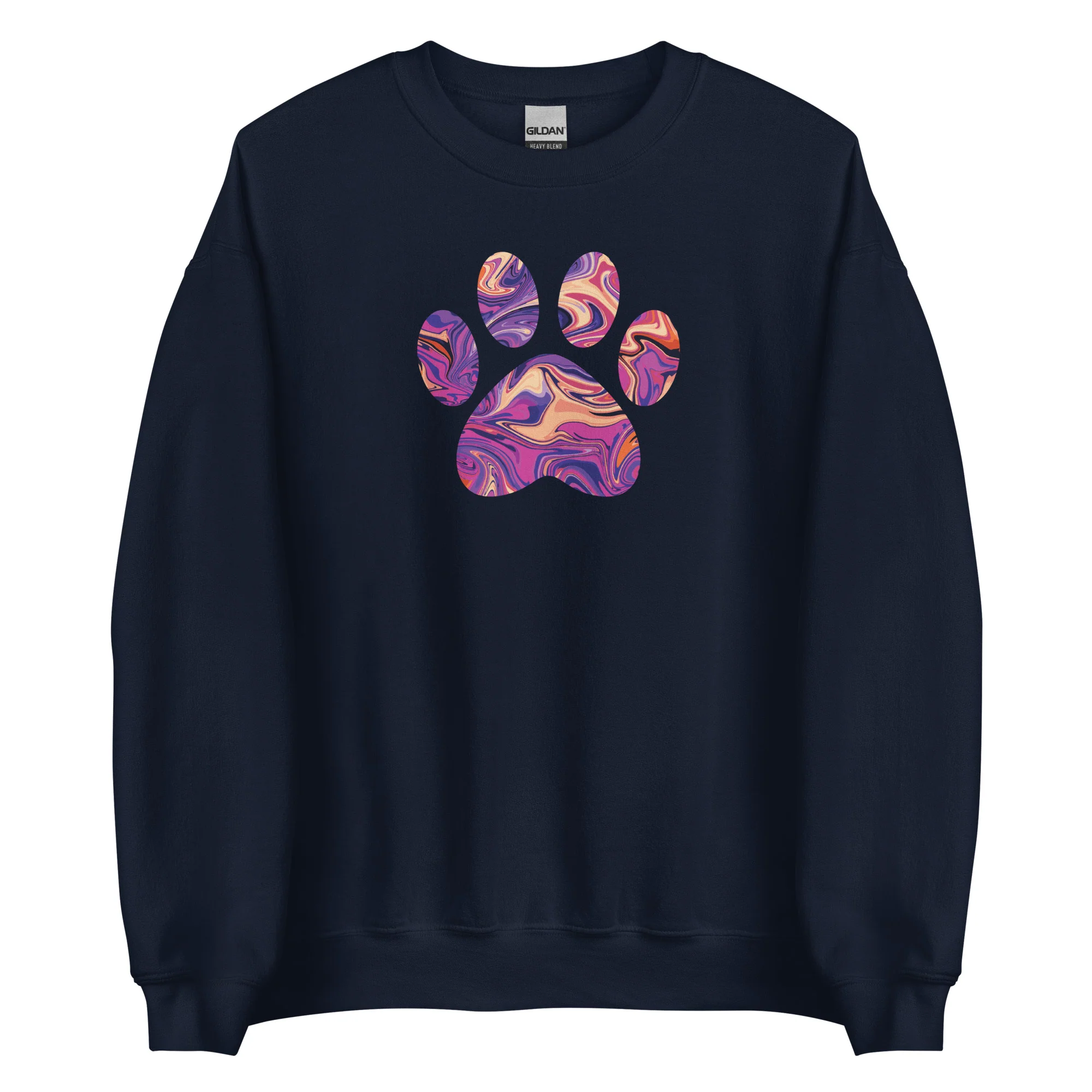 Purple Swirl Marbled Paw Crewneck Sweatshirt - Image 3
