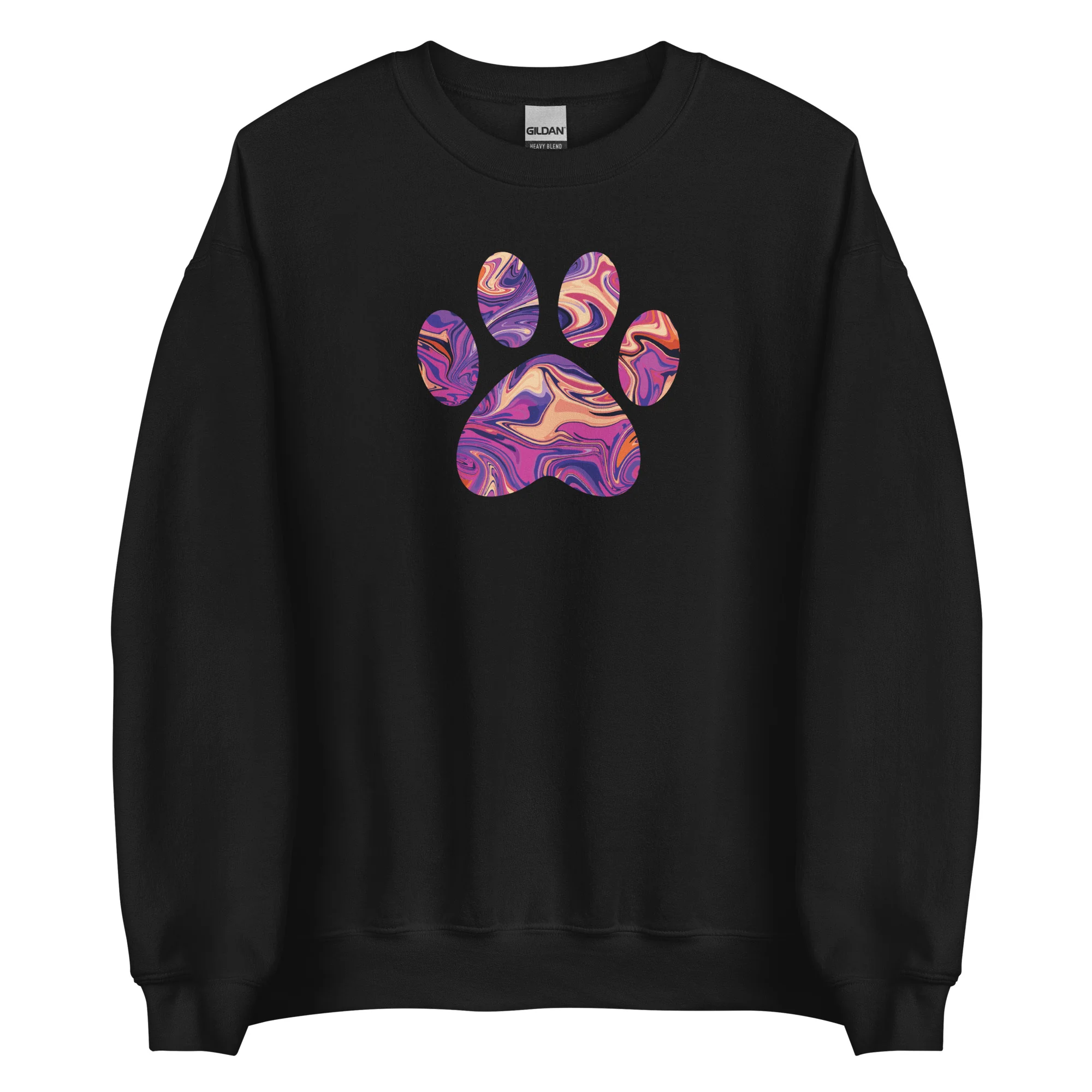 Purple Swirl Marbled Paw Crewneck Sweatshirt - Image 4