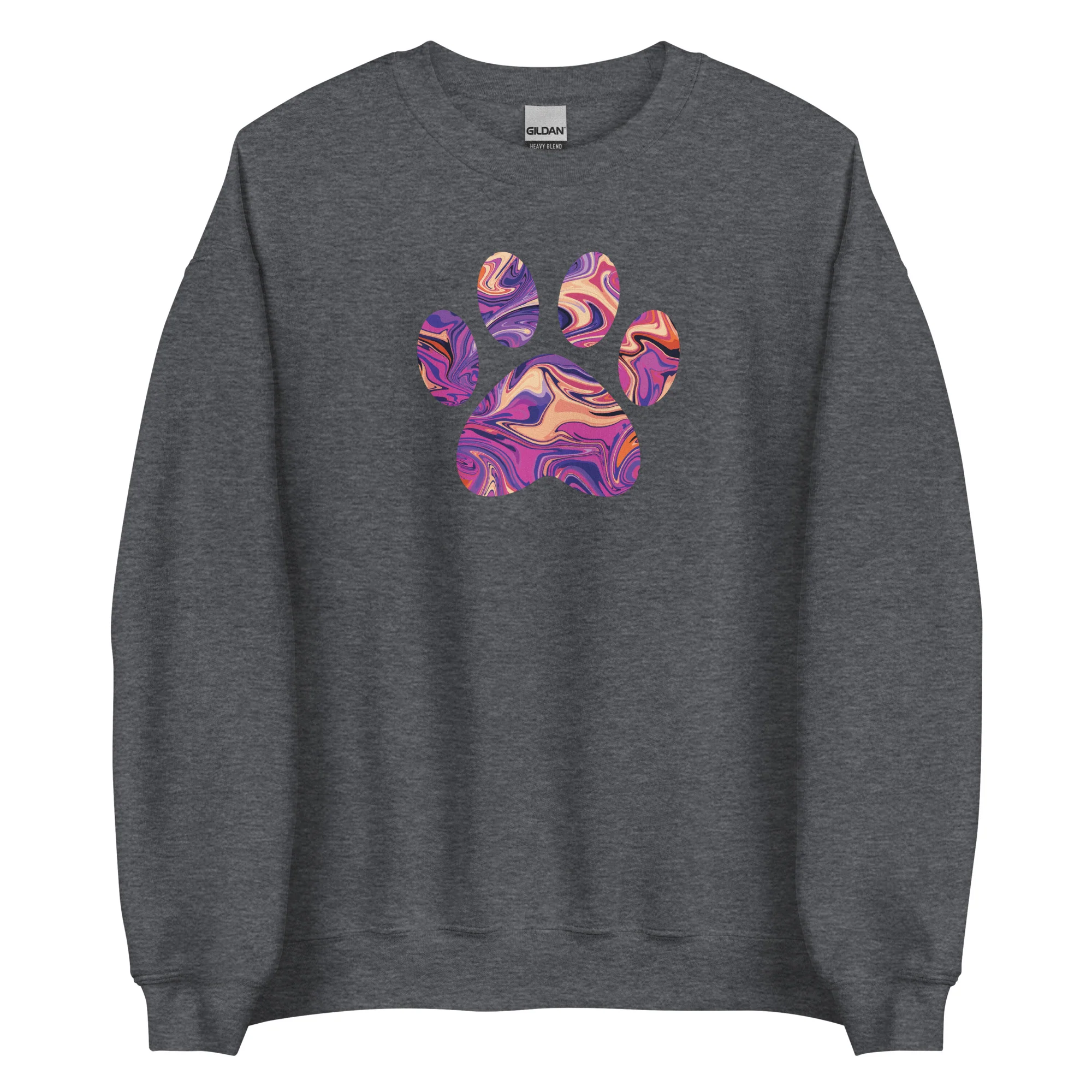 Purple Swirl Marbled Paw Crewneck Sweatshirt - Image 5