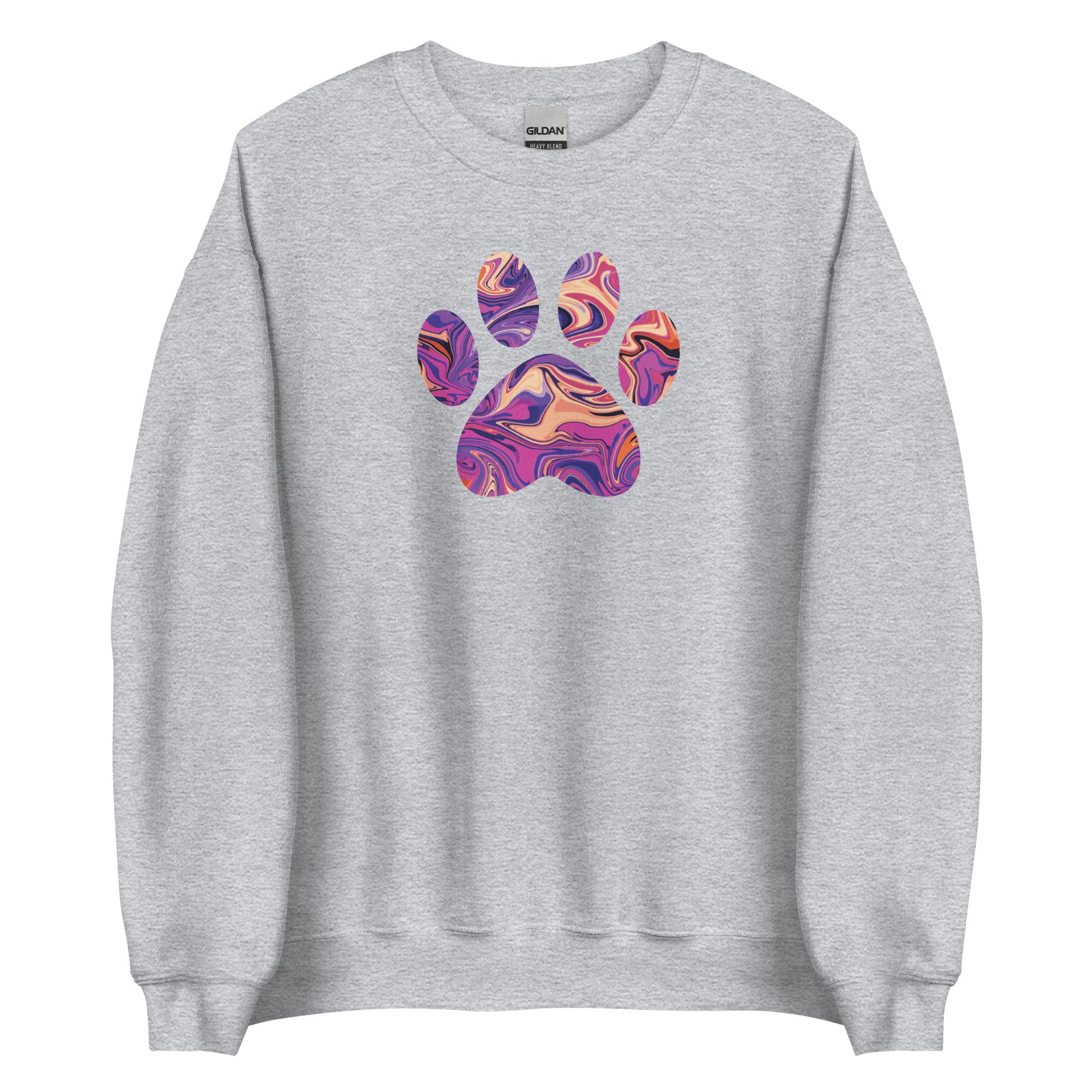 Purple Swirl Marbled Paw Crewneck Sweatshirt - Image 7