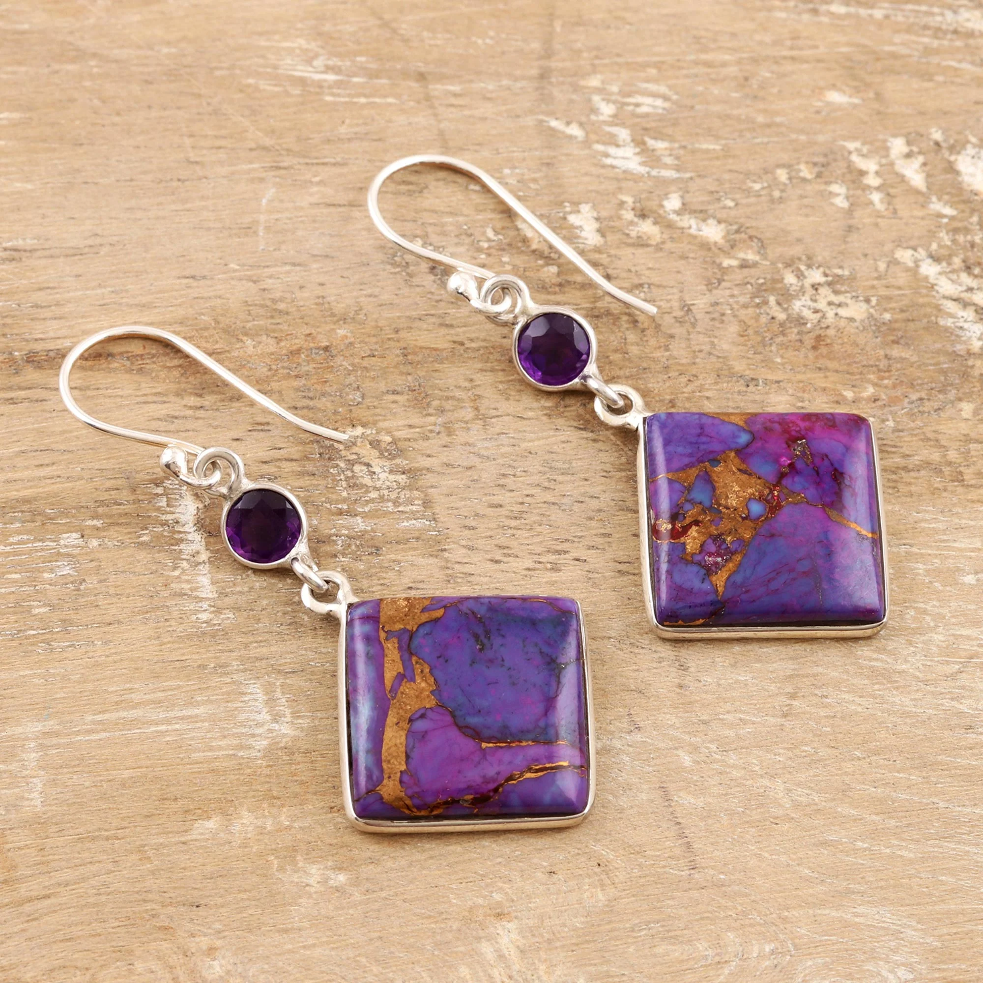 Purple Throne Sterling Silver and Amethyst Dangle Earrings - Image 3