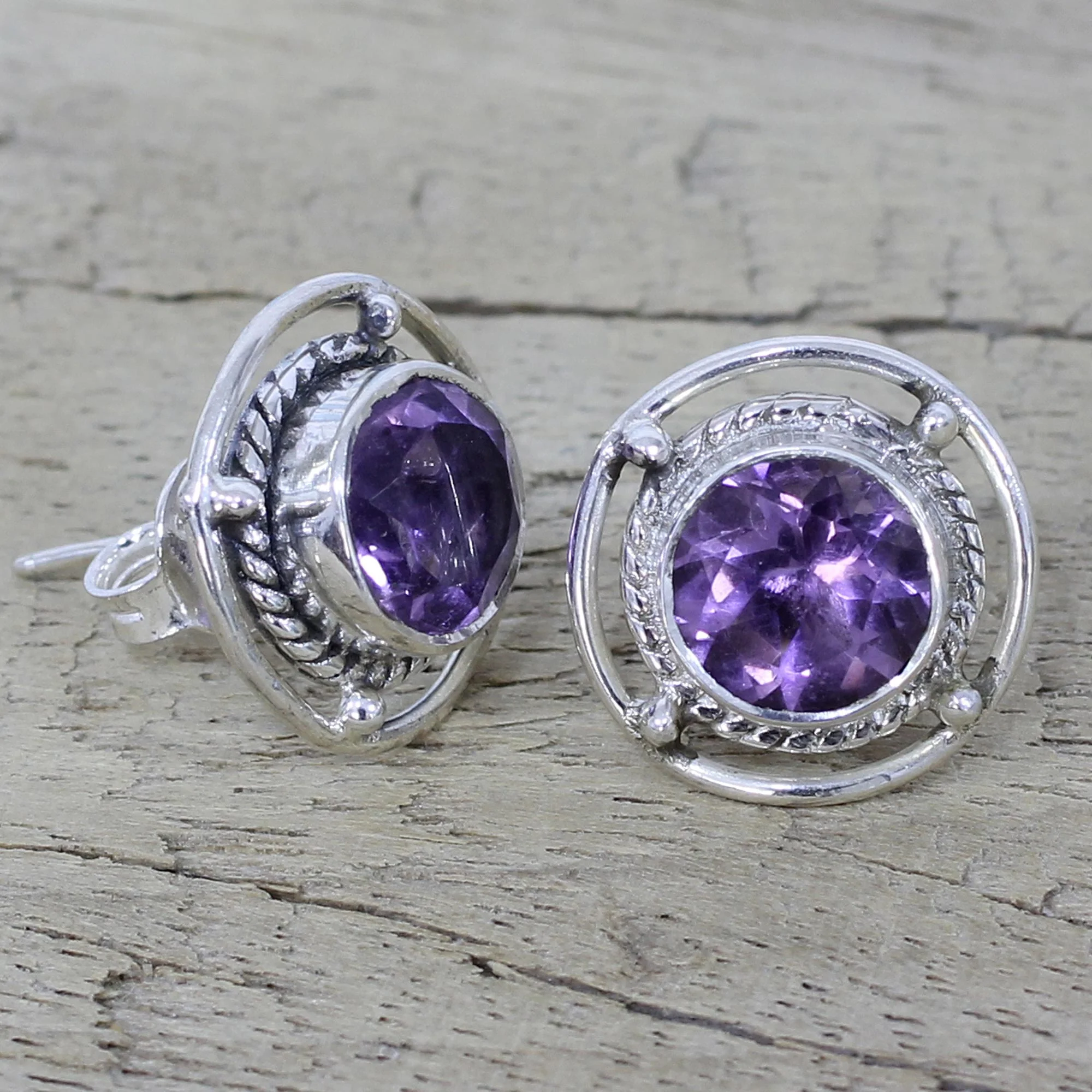 Purple Wheels Amethyst Stud Earrings - Image 2
