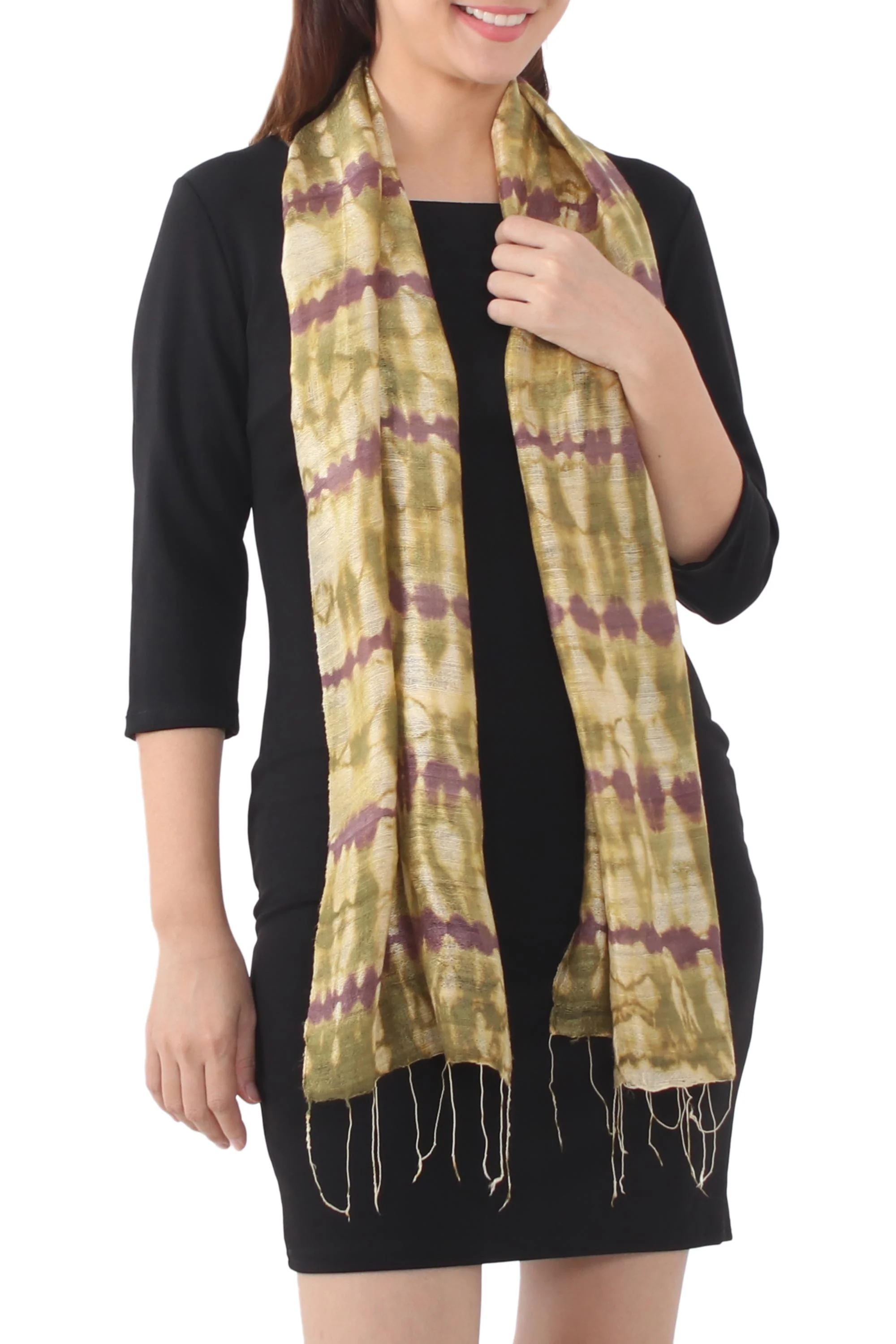 Purple Wilderness Multicolor Silk Thai Scarf - Image 2