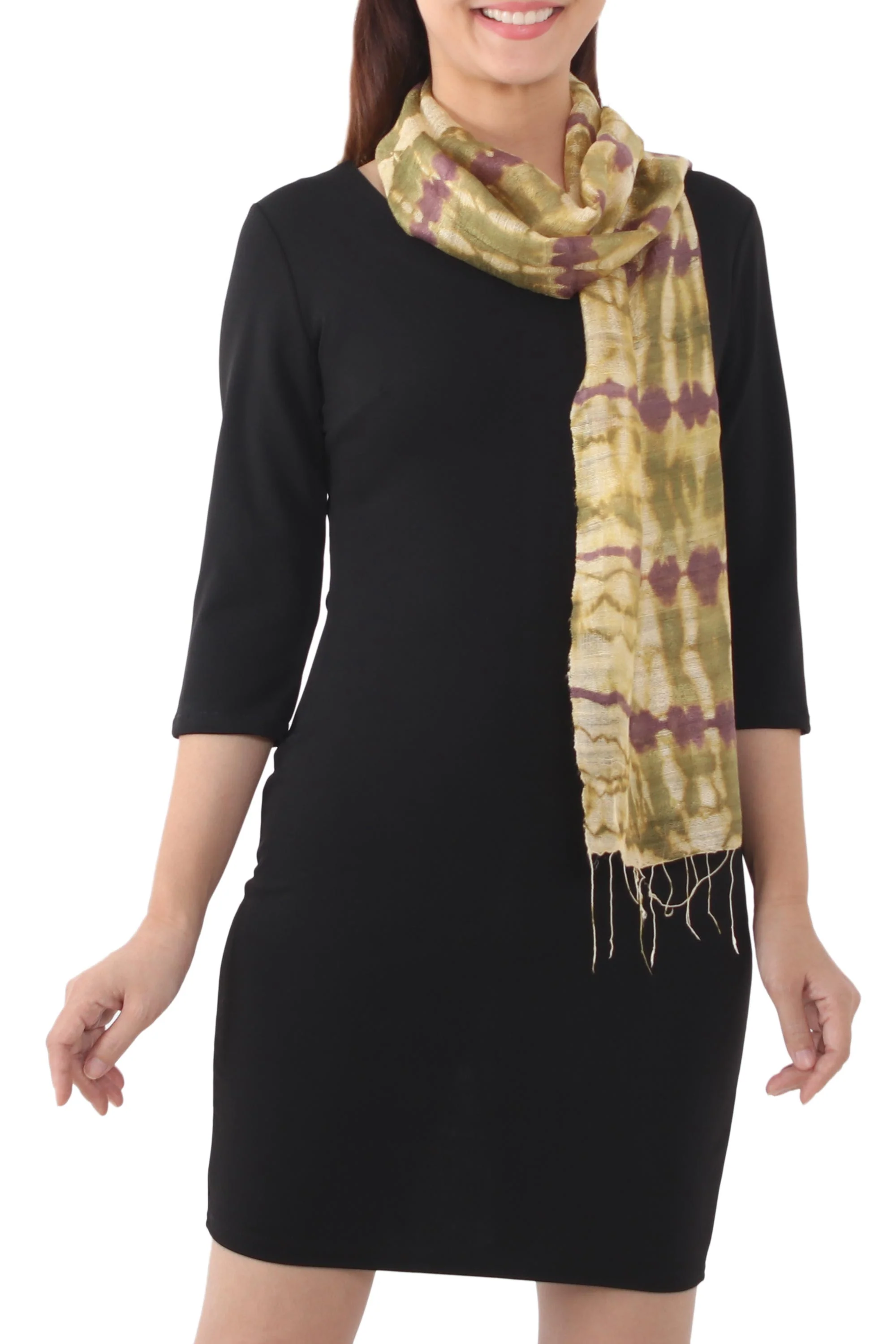 Purple Wilderness Multicolor Silk Thai Scarf - Image 4