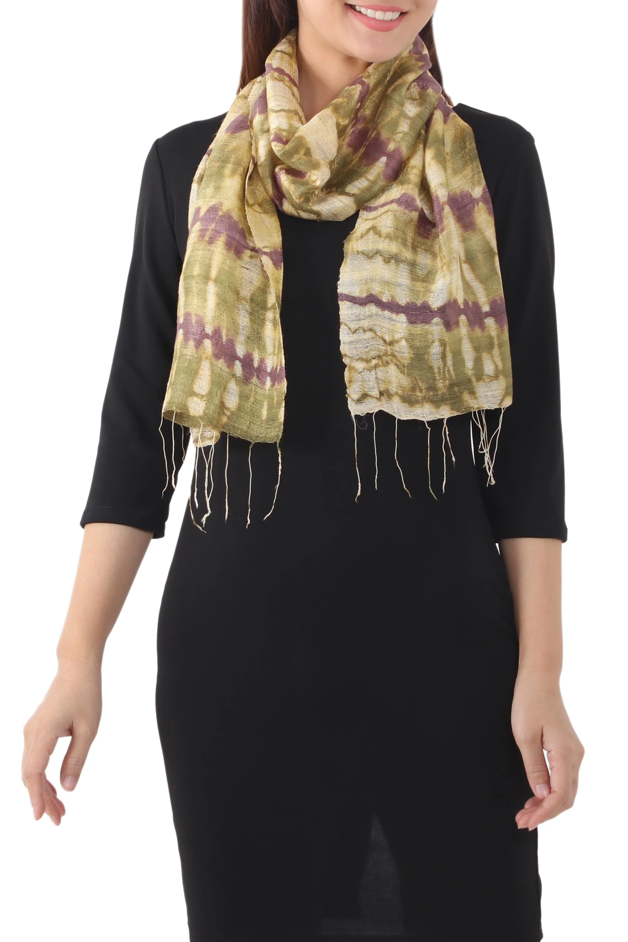Purple Wilderness Multicolor Silk Thai Scarf - Image 5