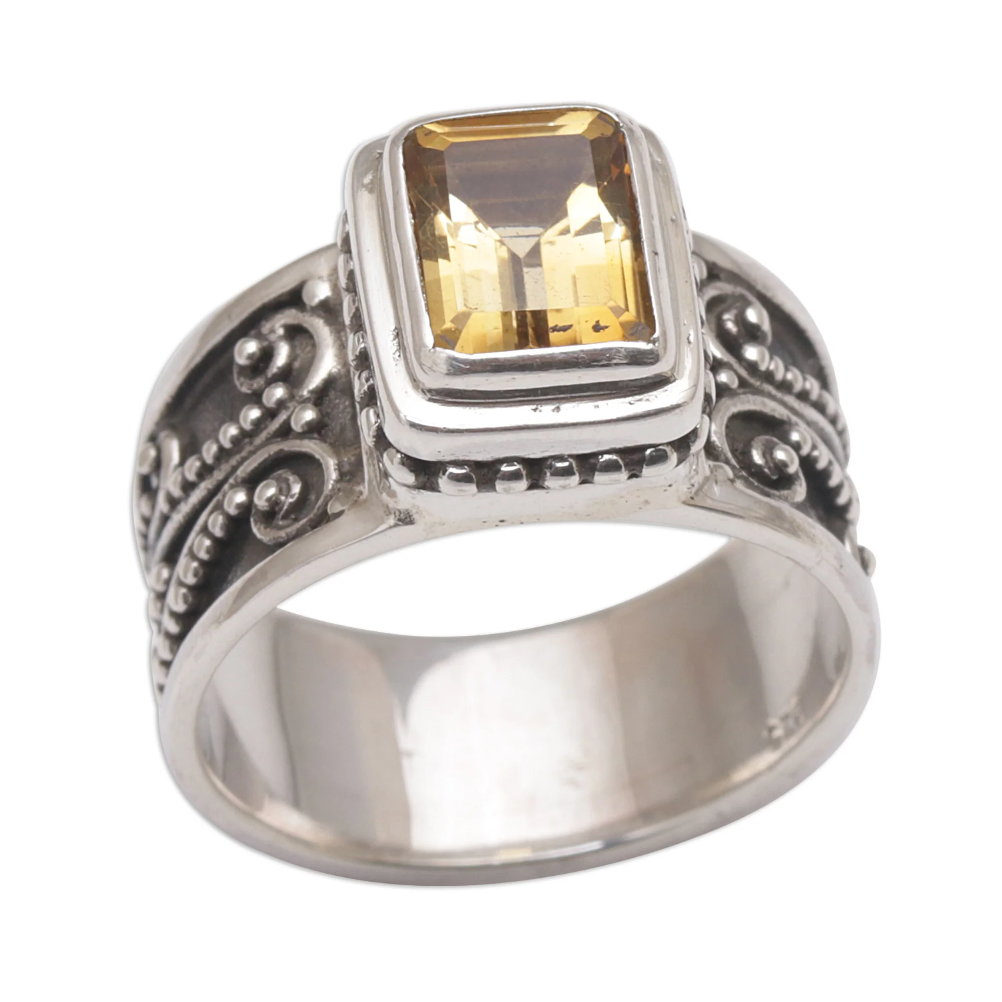 Quadratic Agreement Handmade 925 Sterling Silver Yellow Citrine Cocktail Ring - Image 5