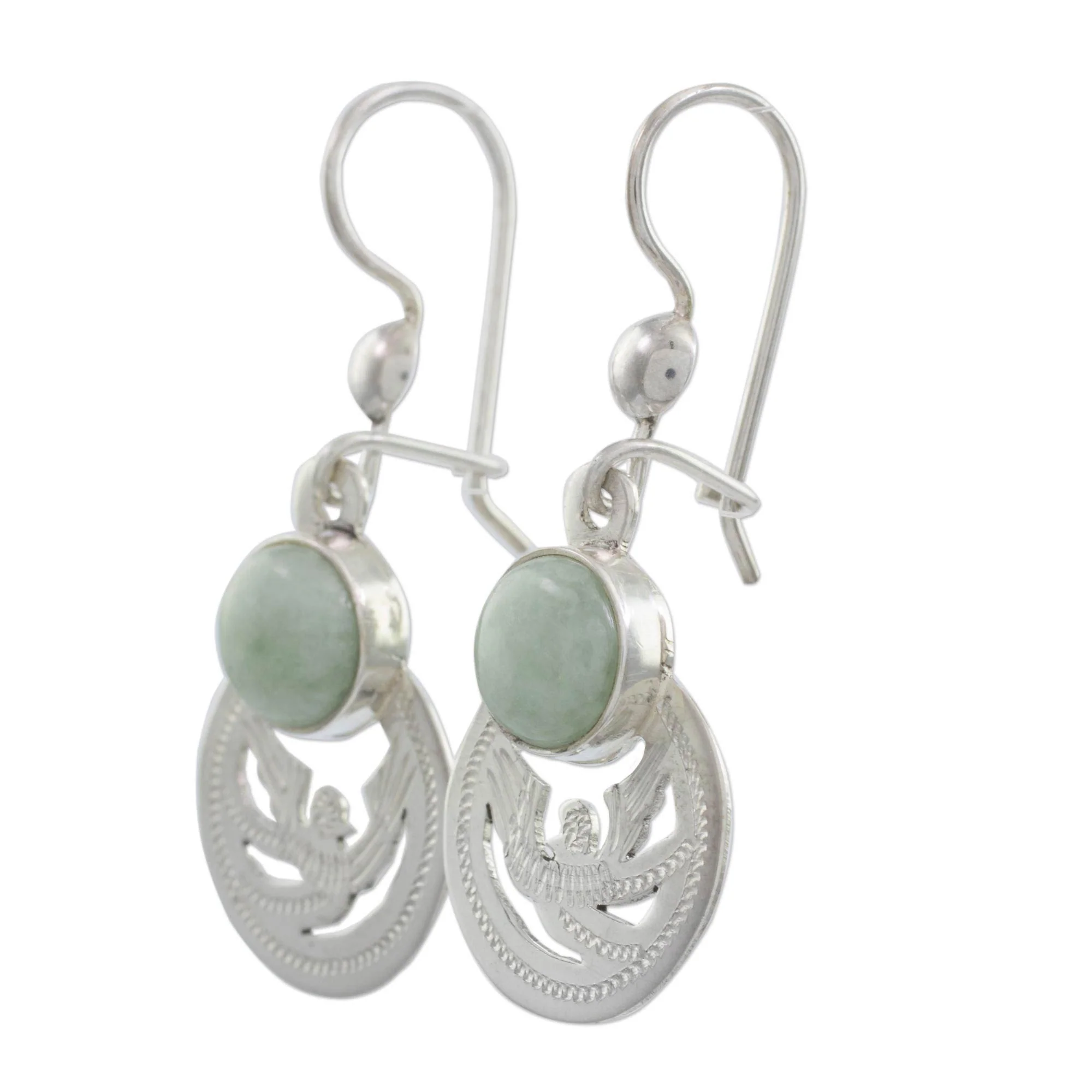 Quetzal Patriot Fair Trade Jewelry Jade and Sterling Silver Earrings - Image 4