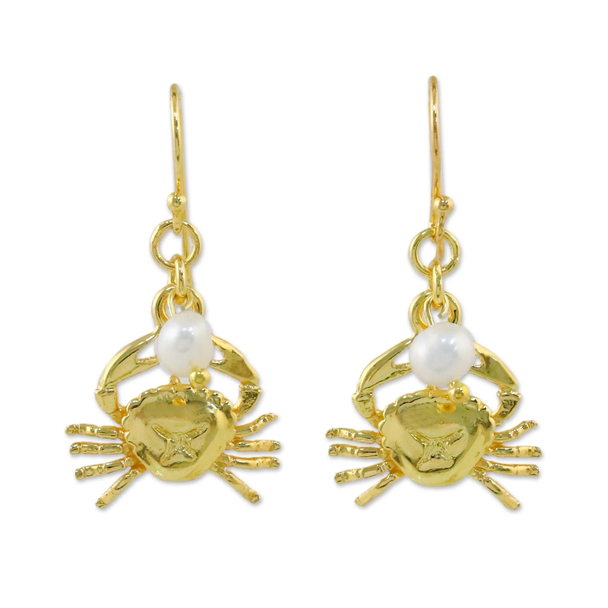 Radiant Cancer Gold Plated Cultured Pearl Cancer Earrings from Thailand - Image 2