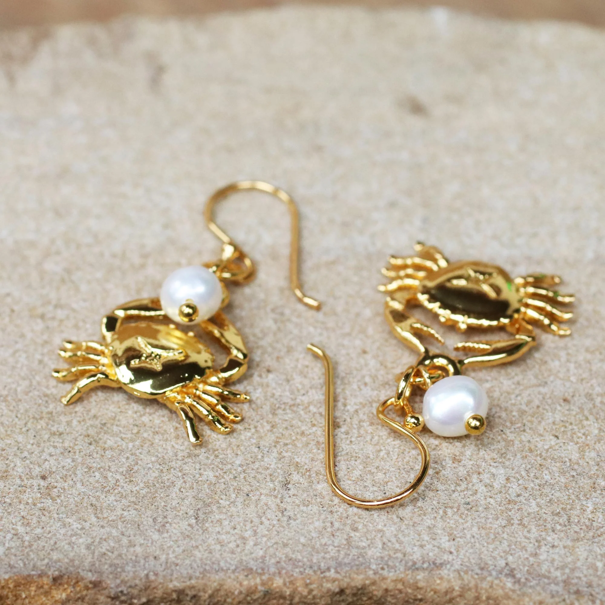Radiant Cancer Gold Plated Cultured Pearl Cancer Earrings from Thailand - Image 4