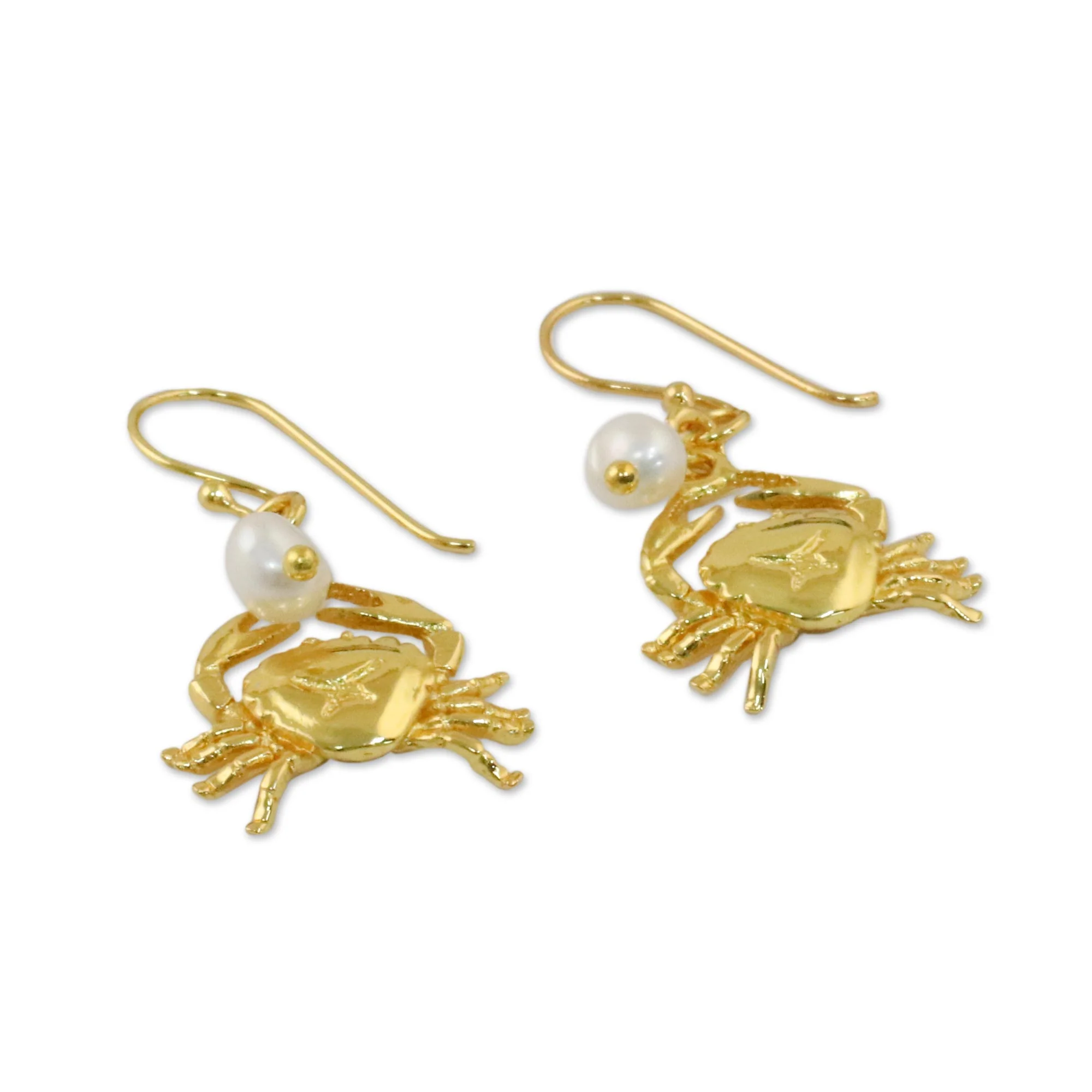 Radiant Cancer Gold Plated Cultured Pearl Cancer Earrings from Thailand - Image 5