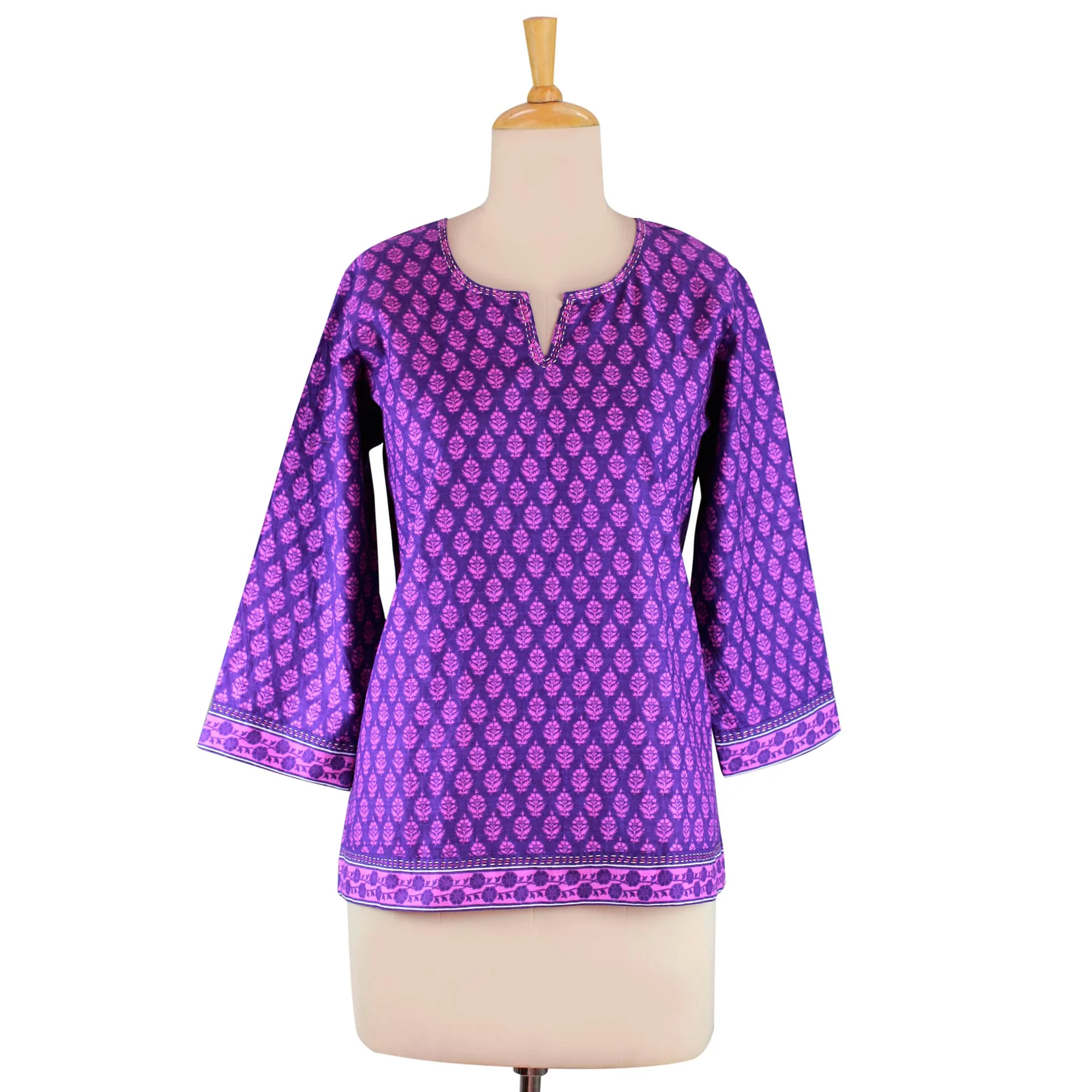 Radiant Orchid Blossom Purple Cotton Tunic - Image 4