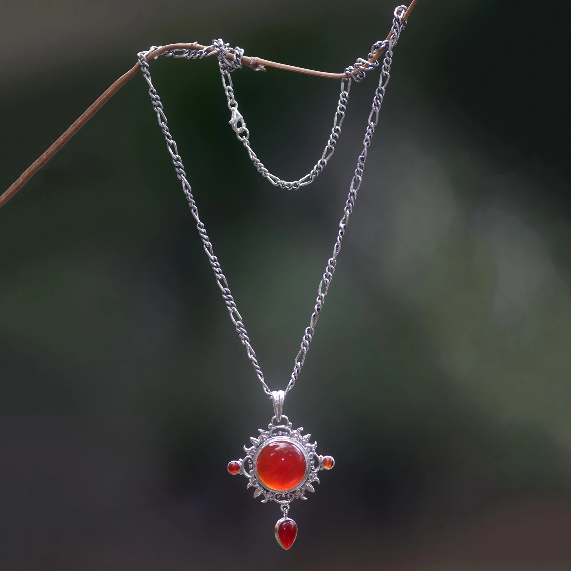 Radiant Sun Carnelian Sterling Silver Pendant Necklace - Image 3