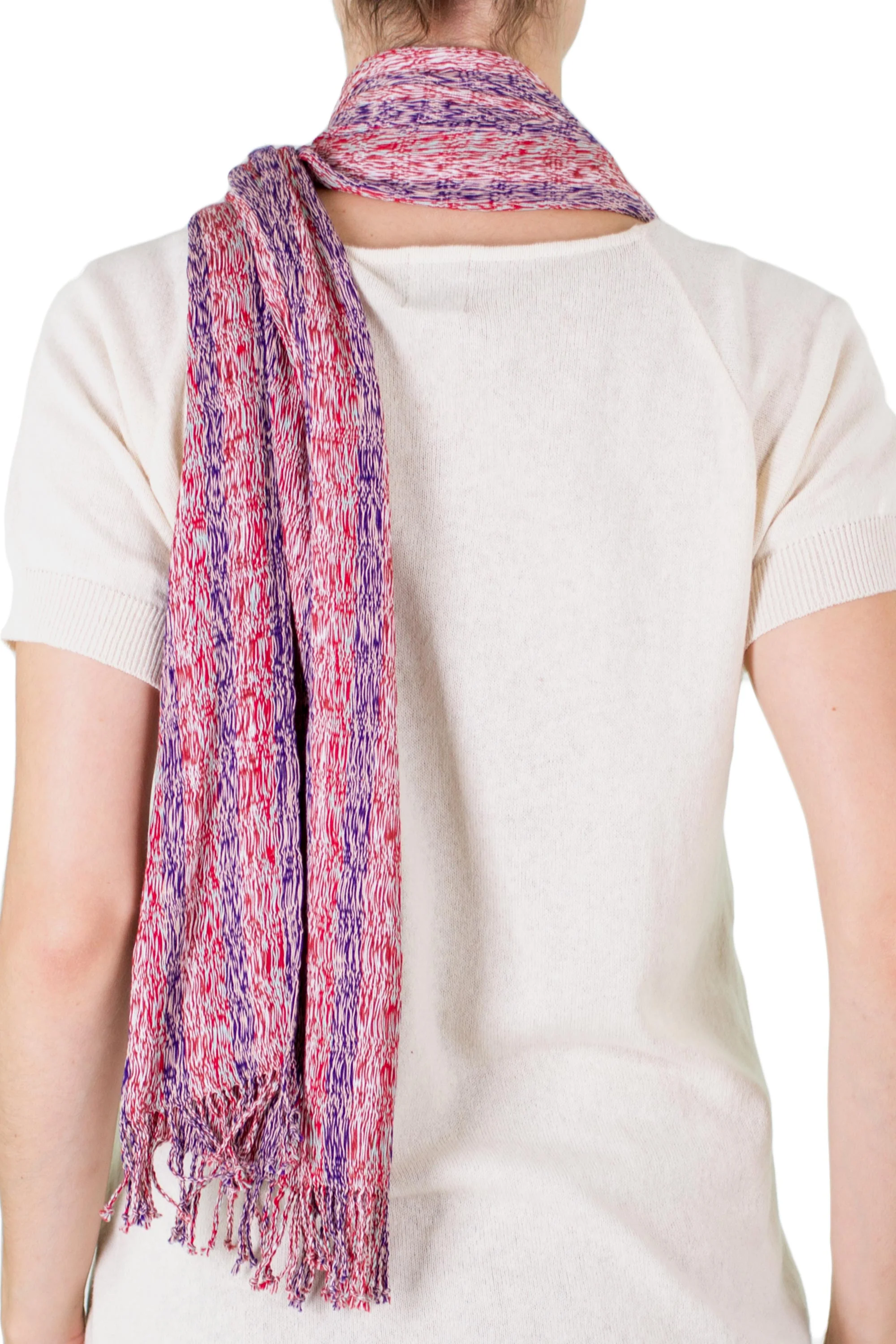 Rain of Color Hand Crafted 100% Cotton Scarf Made in Guatemala - Image 4
