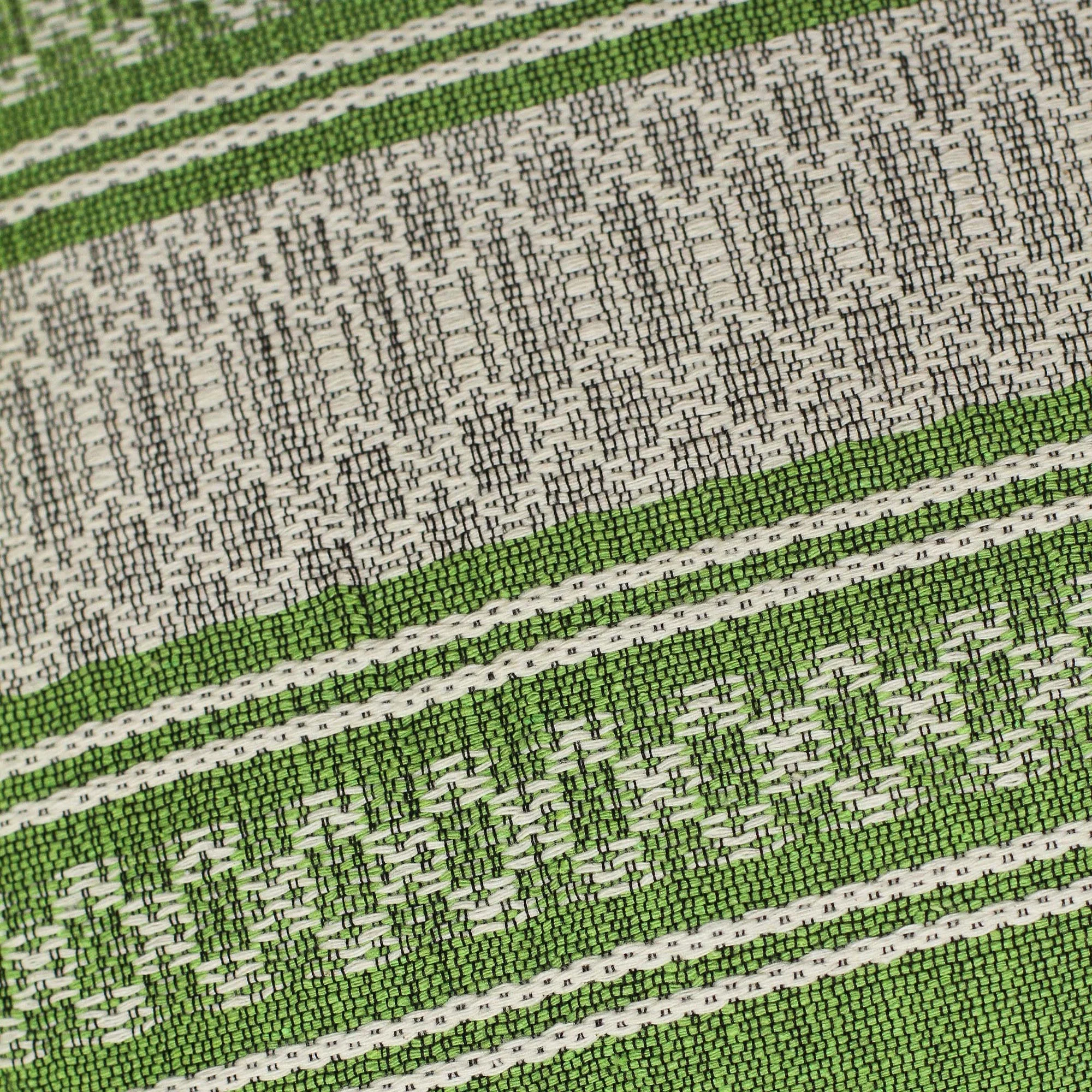 Rain of Lime Handwoven Cotton Cushion Cover in Lime from Mexico - Image 4
