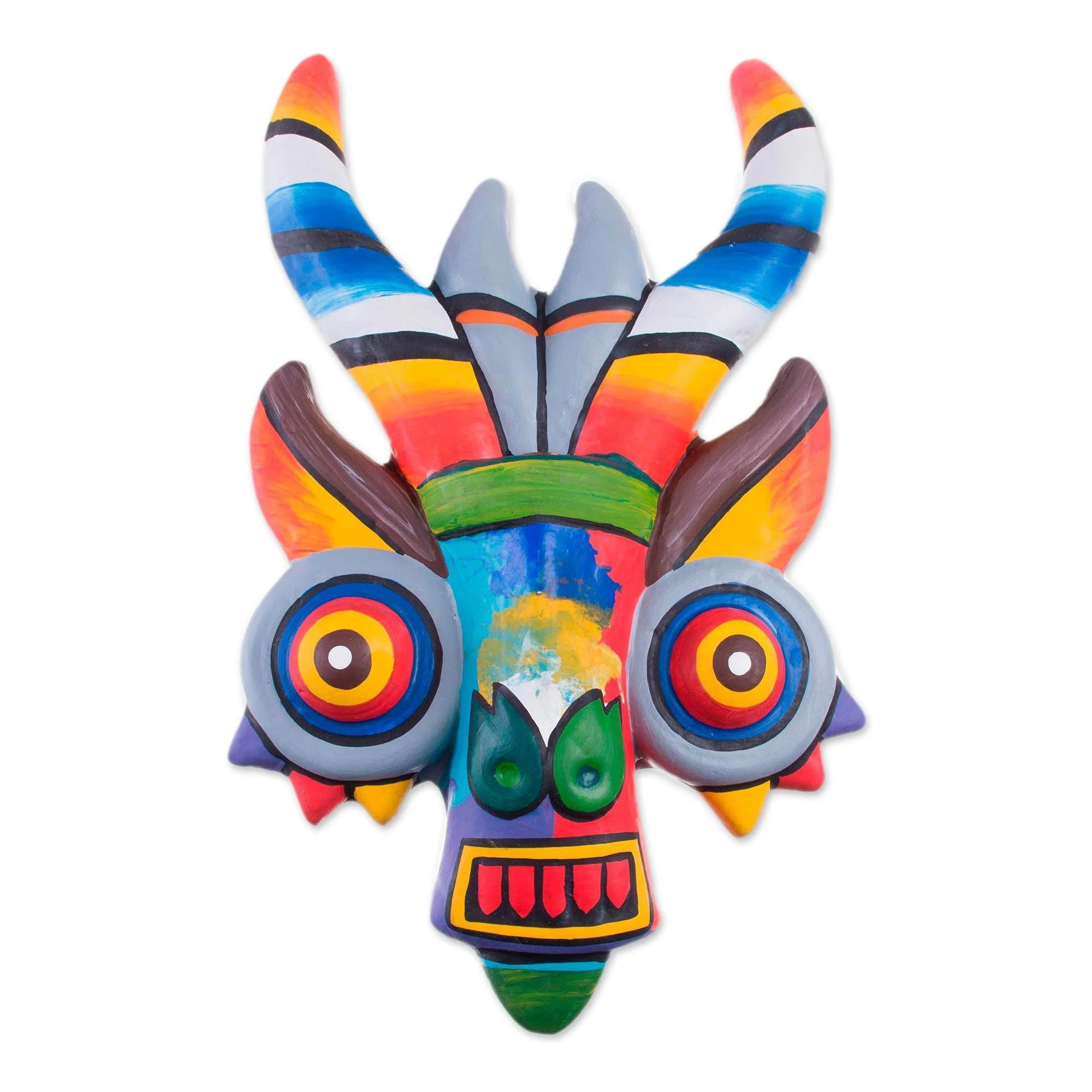 Rainbow Dragon Hand Painted Ceramic Wall Mask - Image 3