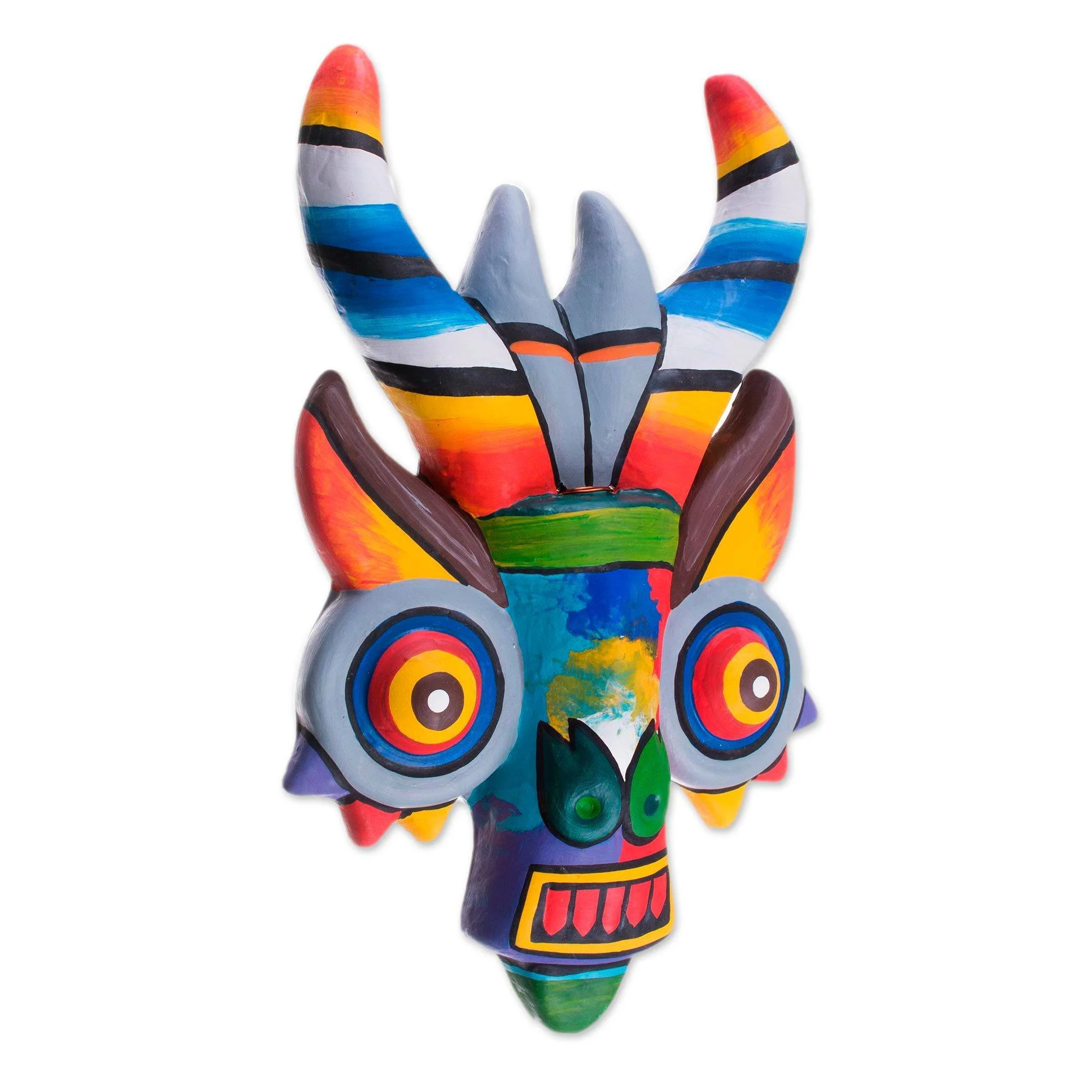 Rainbow Dragon Hand Painted Ceramic Wall Mask - Image 4