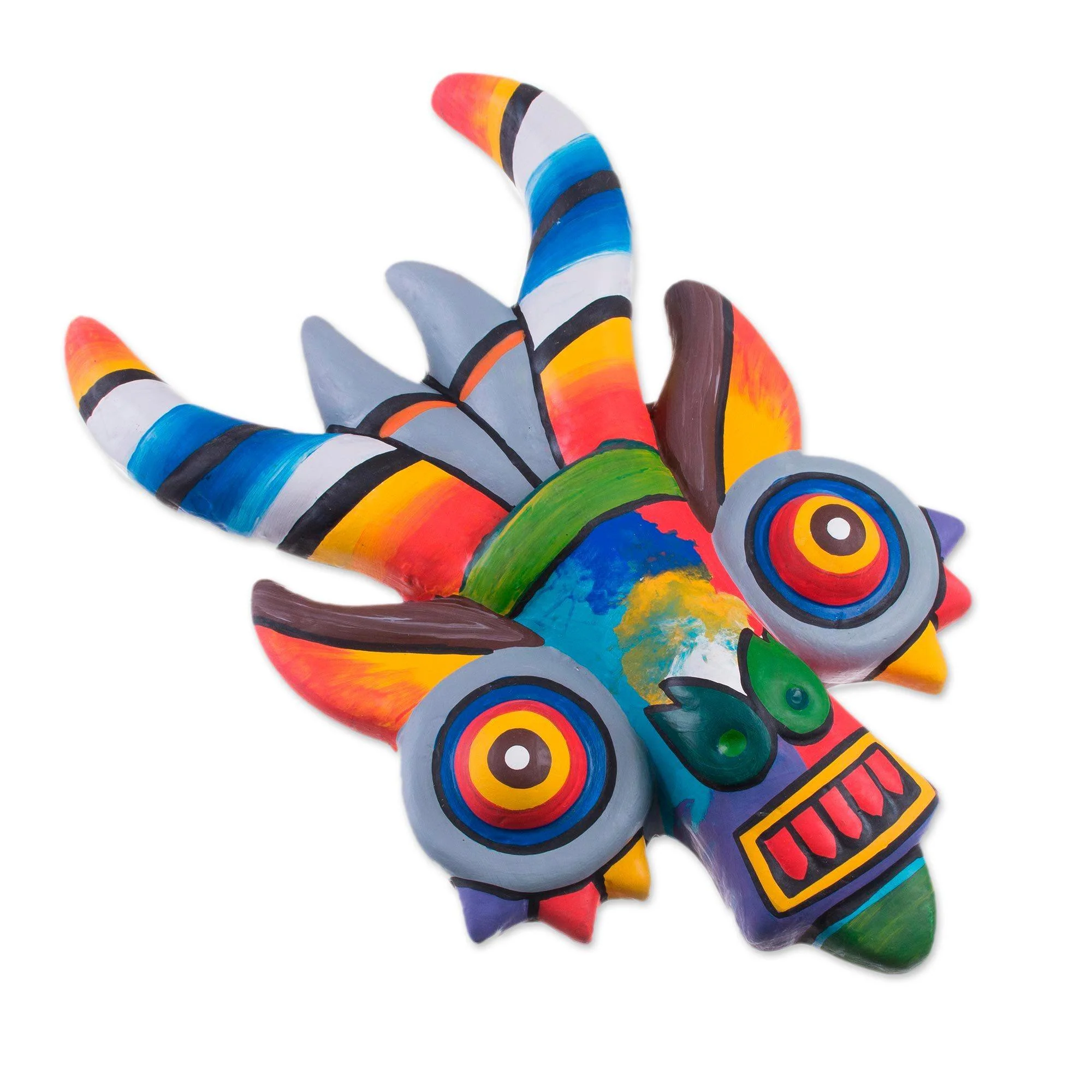Rainbow Dragon Hand Painted Ceramic Wall Mask - Image 5