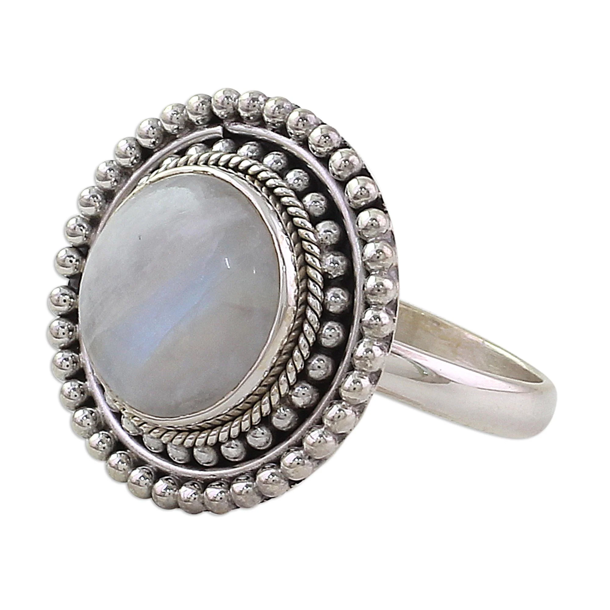 Rainbow Elegance Hand Made Rainbow Moonstone Cocktail Ring from India - Image 2