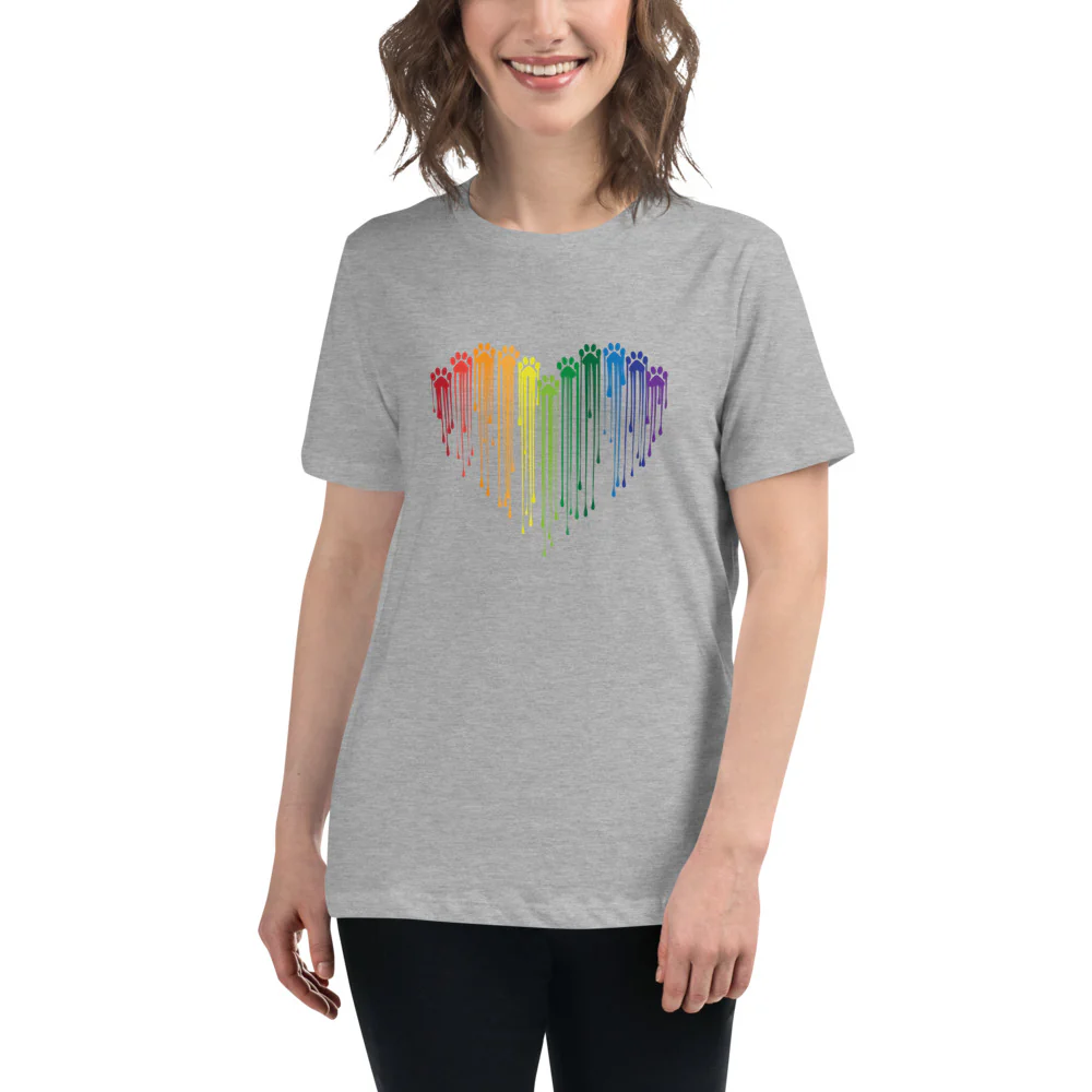 Rainbow Painted Paws Women's Relaxed T-Shirt - Image 2