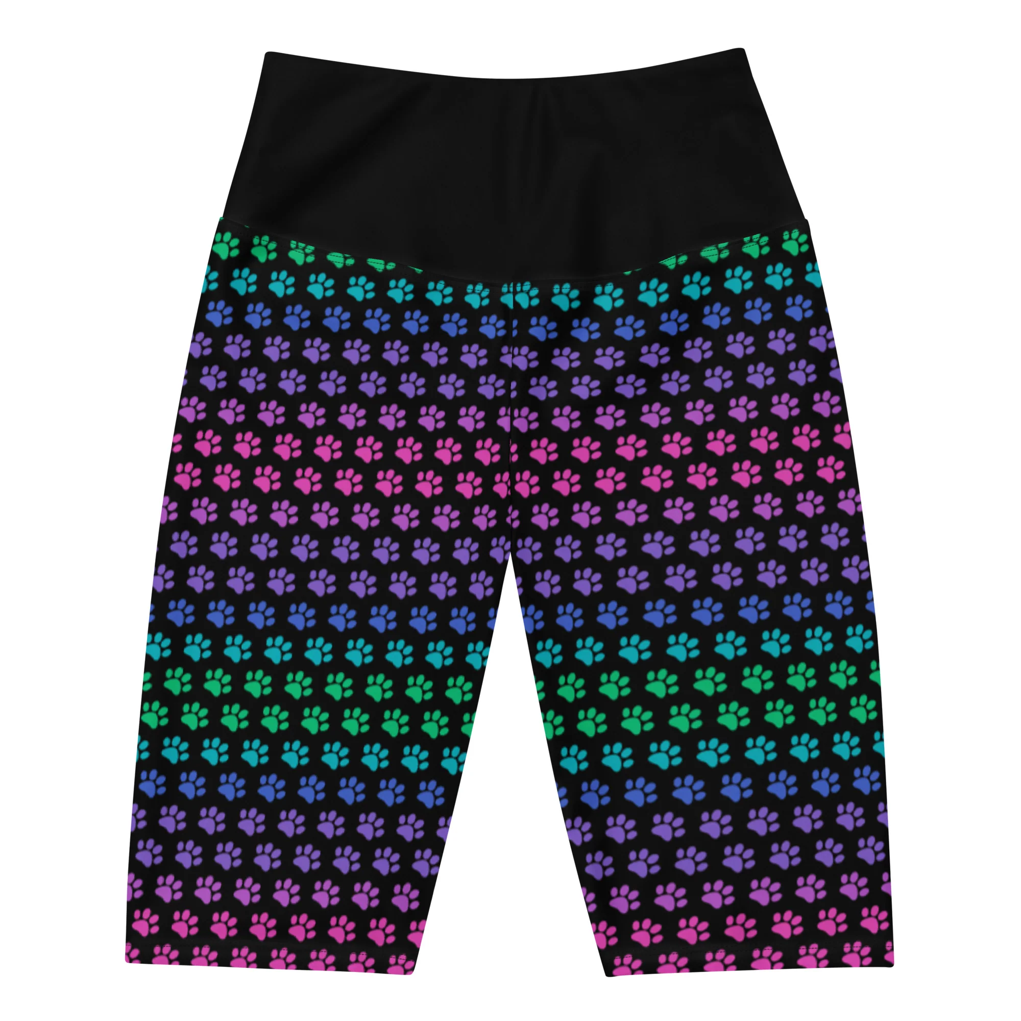 Rainbow Paw All Over Print Biker Shorts
