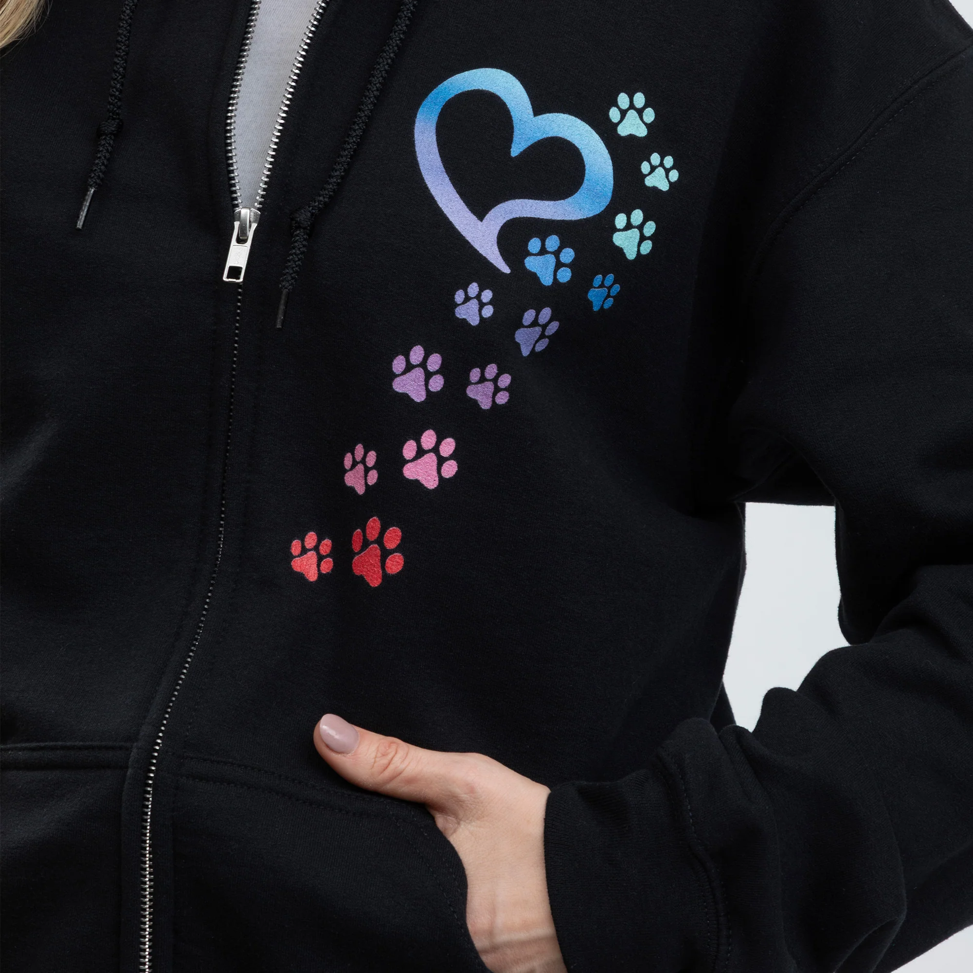 Rainbow Paws To My Heart Heavy Blend Zip Hoodie - Image 3