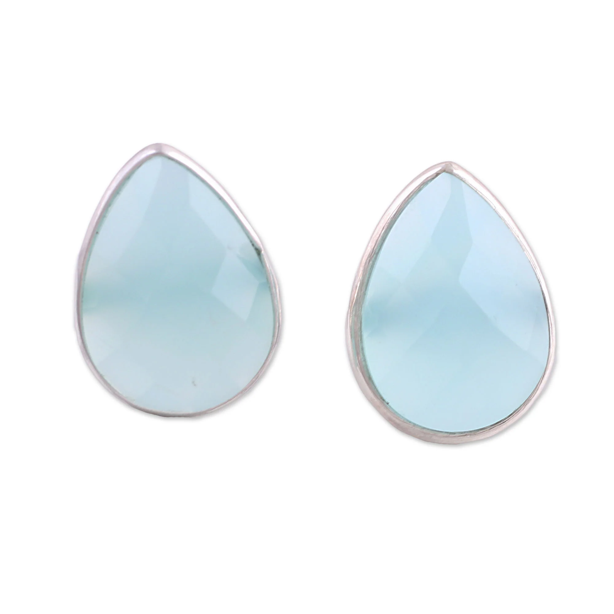 Raindrop Prisms Silver Chalcedony Earrings - Image 2