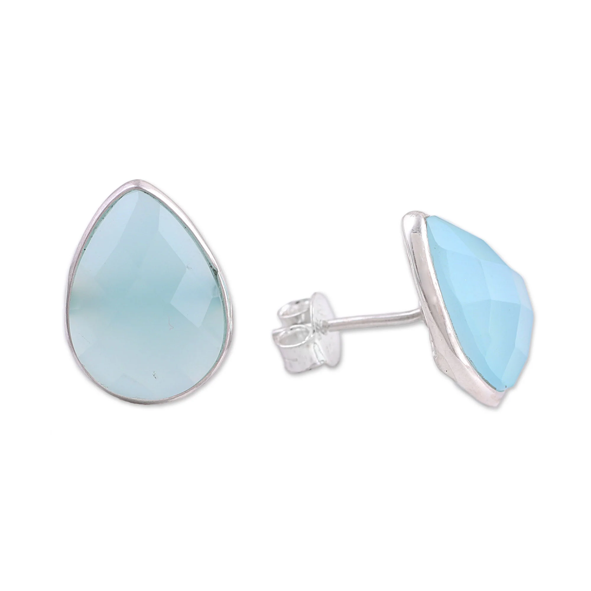 Raindrop Prisms Silver Chalcedony Earrings - Image 4