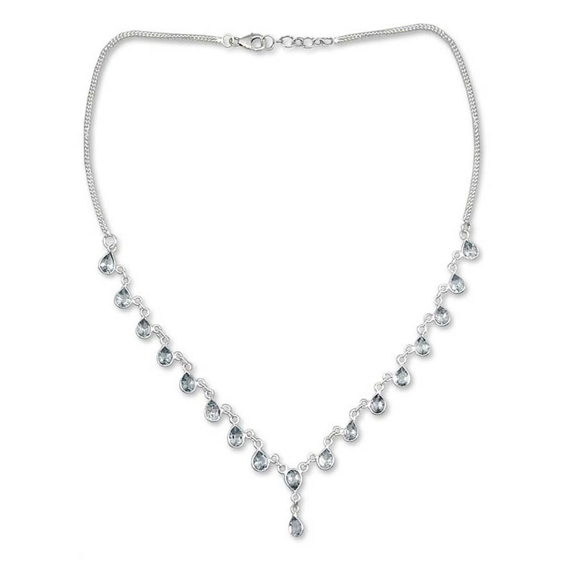 Raindrops Blue Topaz Sterling Pendant Necklace - Image 4