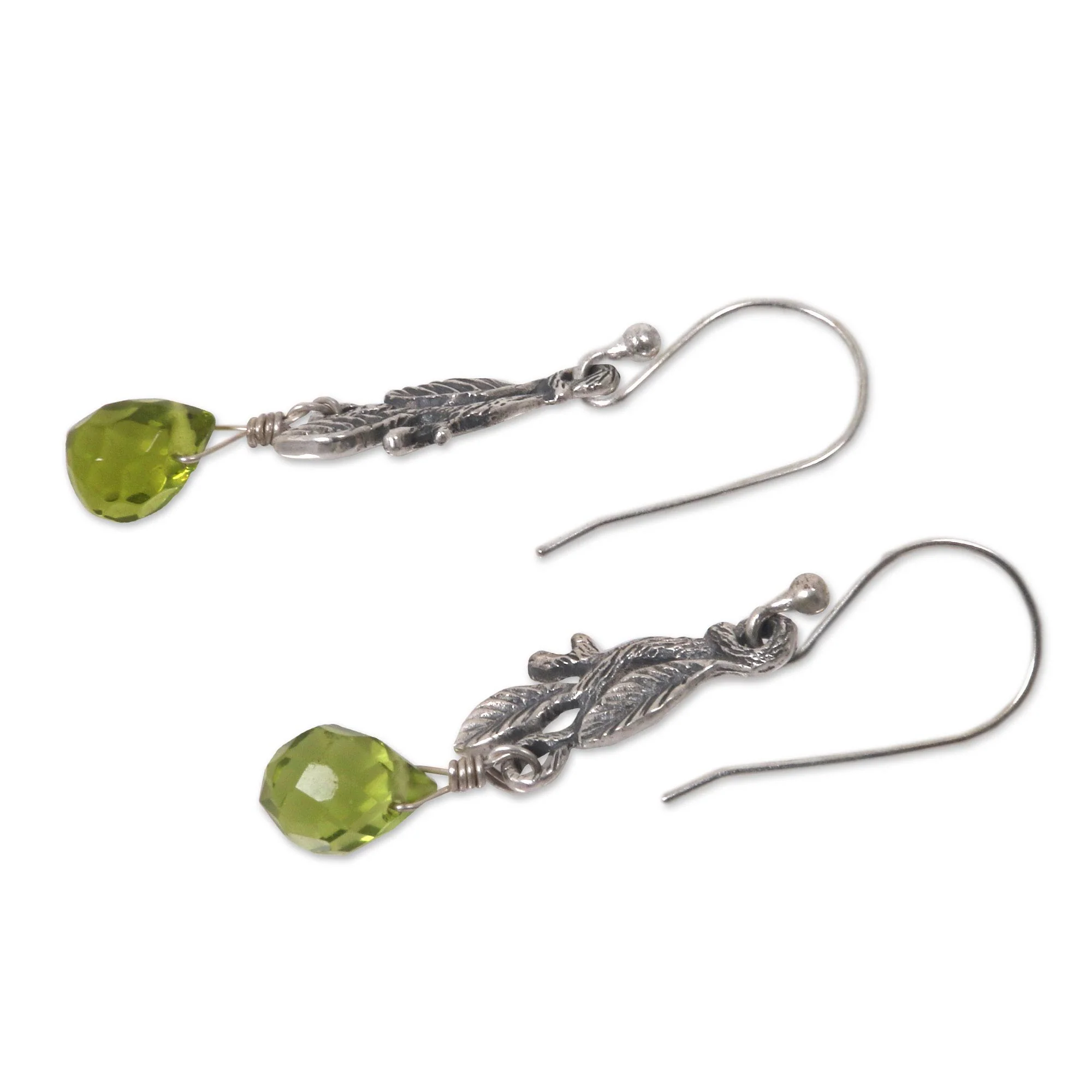 Rainforest Glass & Sterling Silver Dangle Earrings - Image 4