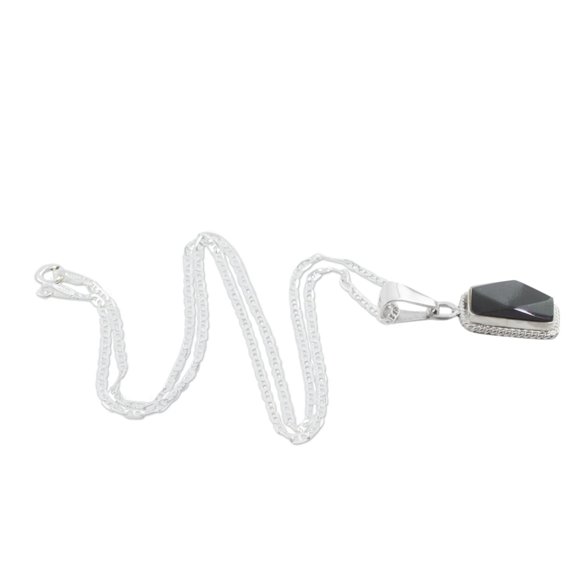 Rainforest Night Sterling Silver Black Jade Pendant Necklace - Image 2