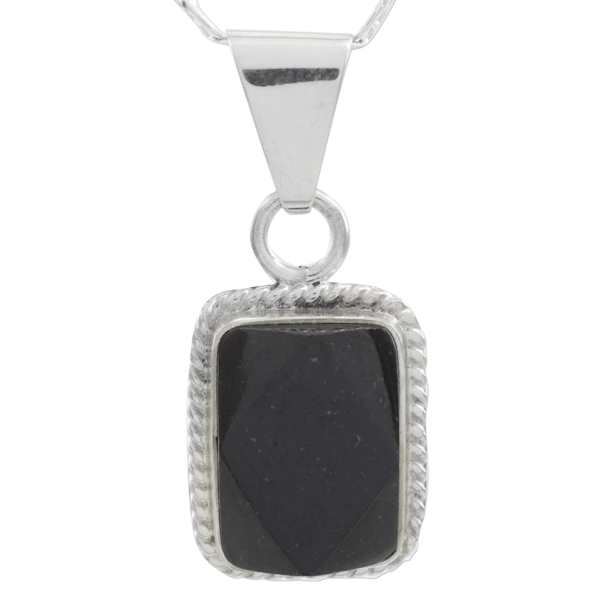 Rainforest Night Sterling Silver Black Jade Pendant Necklace - Image 3