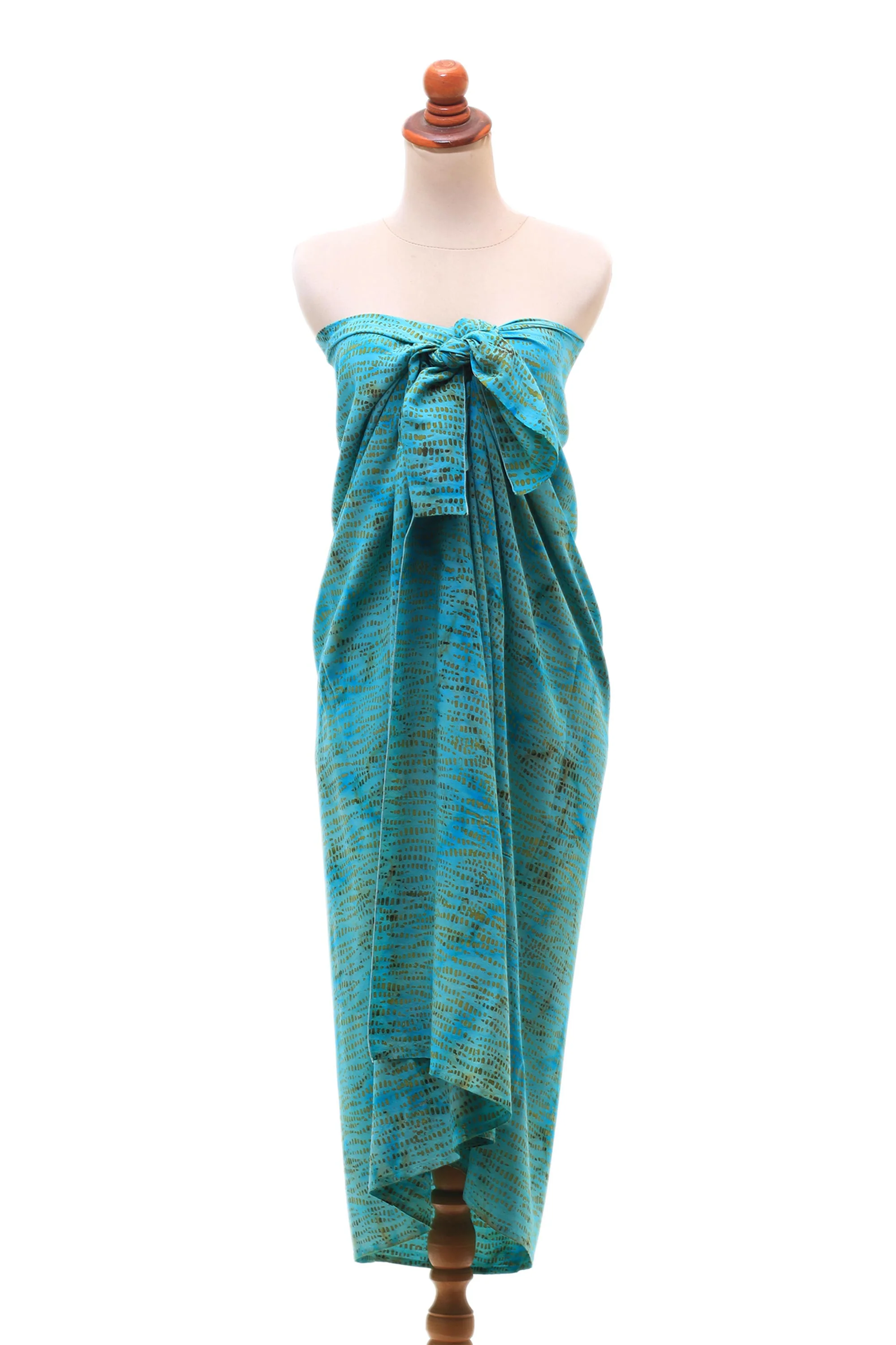 Rainy Vibe Hand-Stamped Batik Rayon Sarong from Bali - Image 2