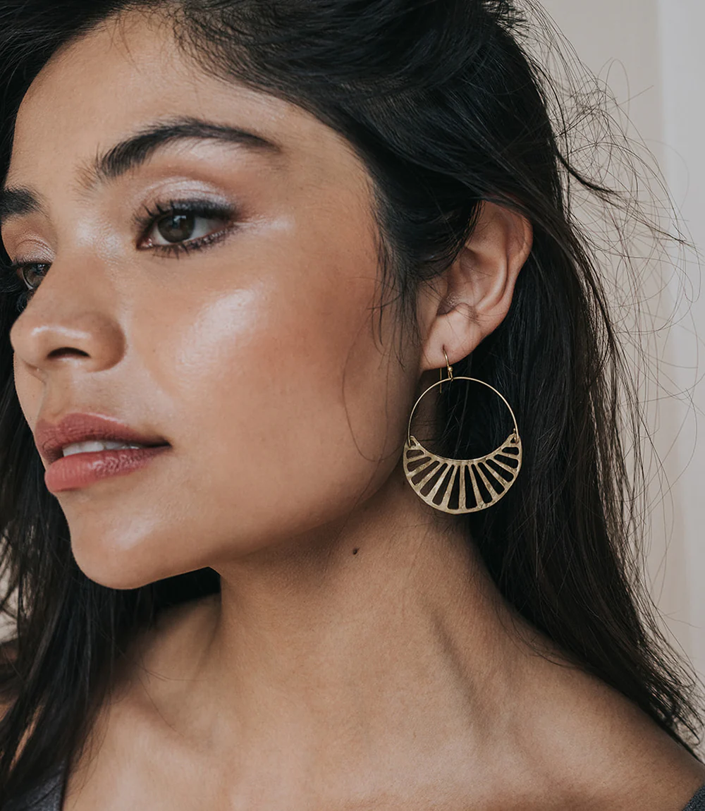 Rajani Earrings - Crescent Hoop - Image 3